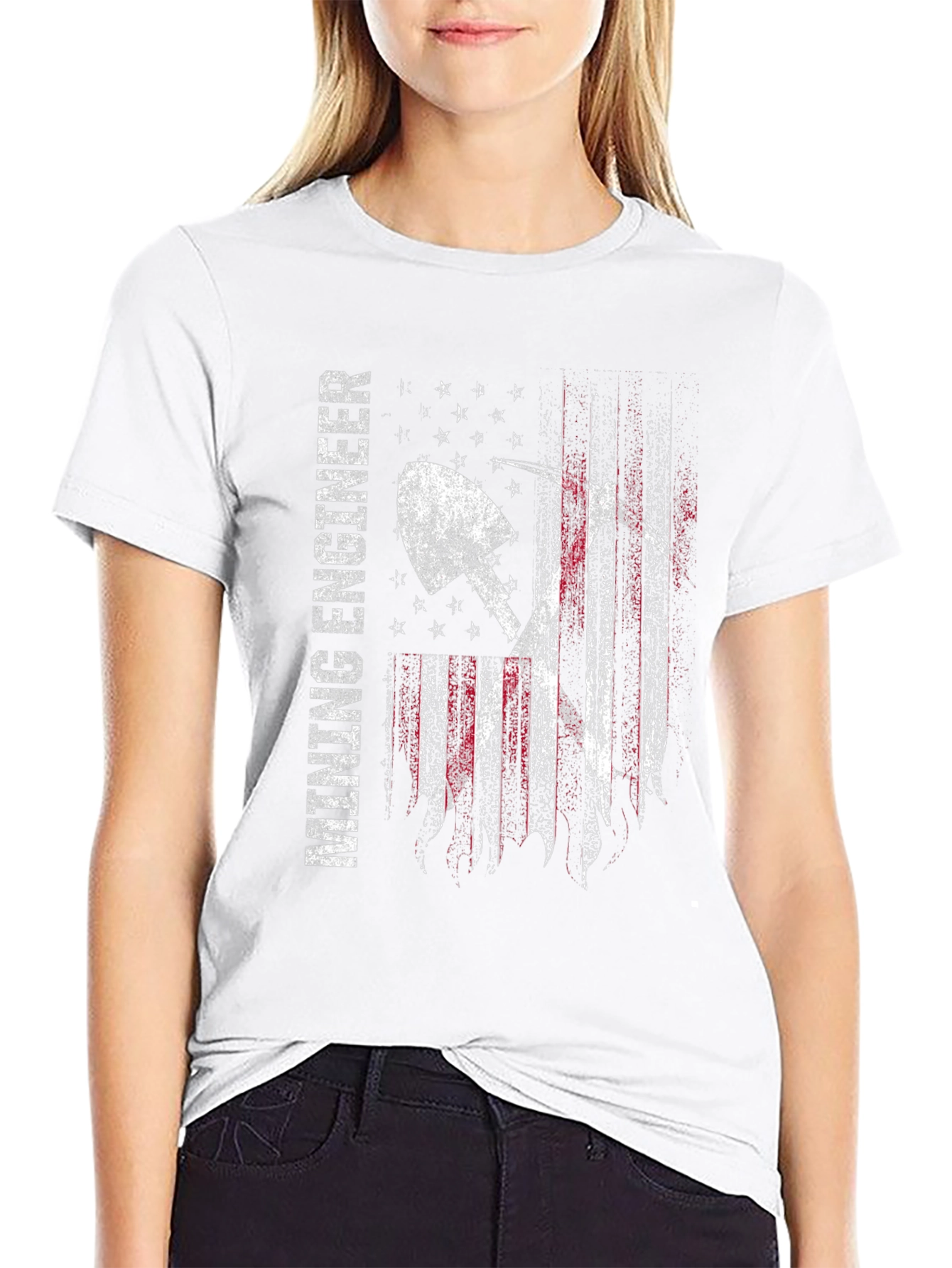 Mining Engineer Patriotic USA Flag Graphic T-Shirt