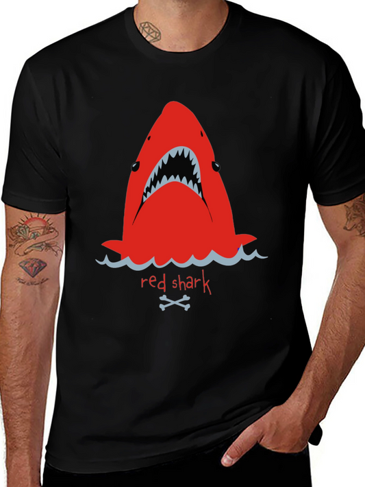 Red Shark Graphic Tee - Mens Black T-Shirt