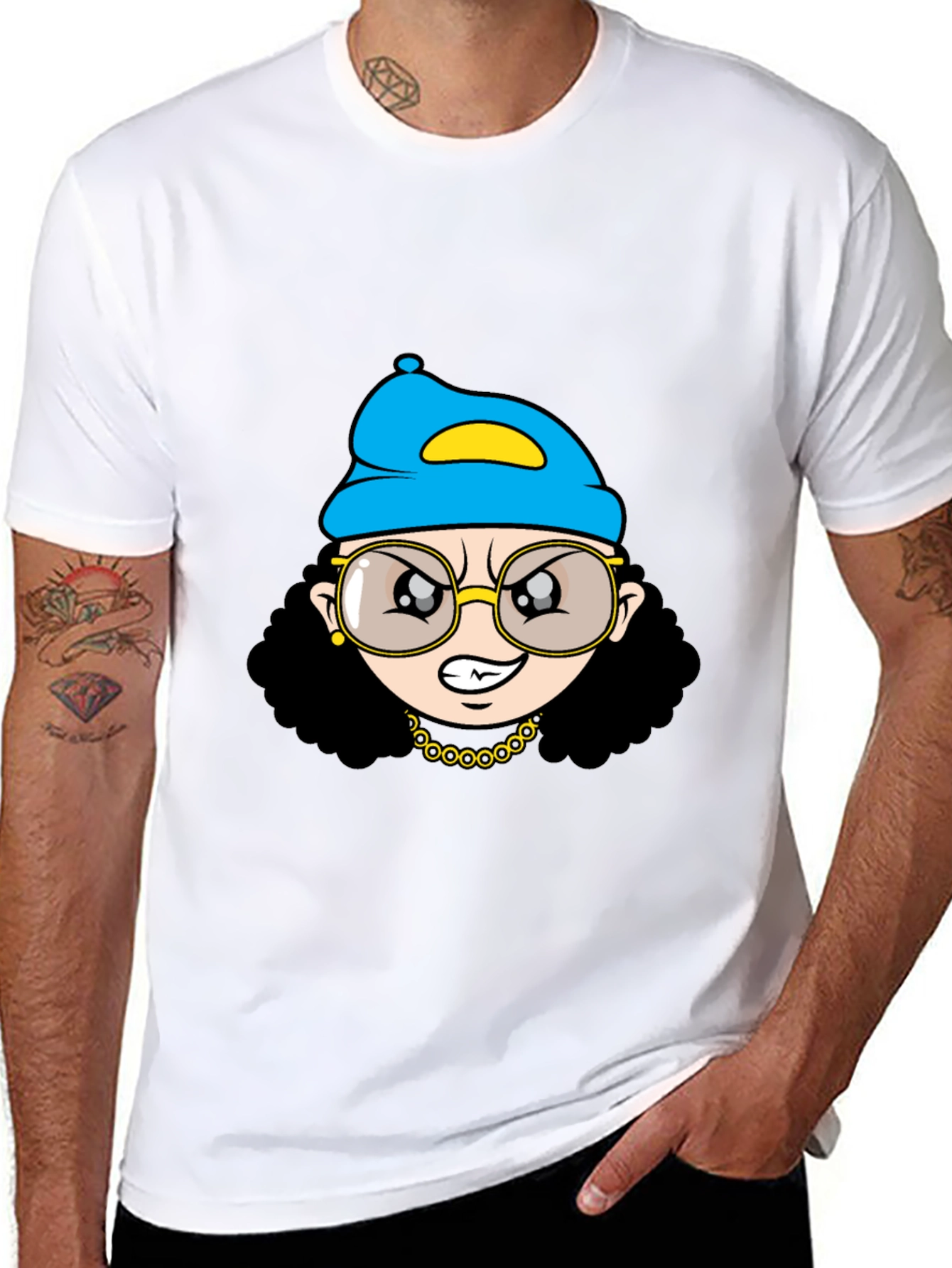 Cartoon Character Graphic Black Tee