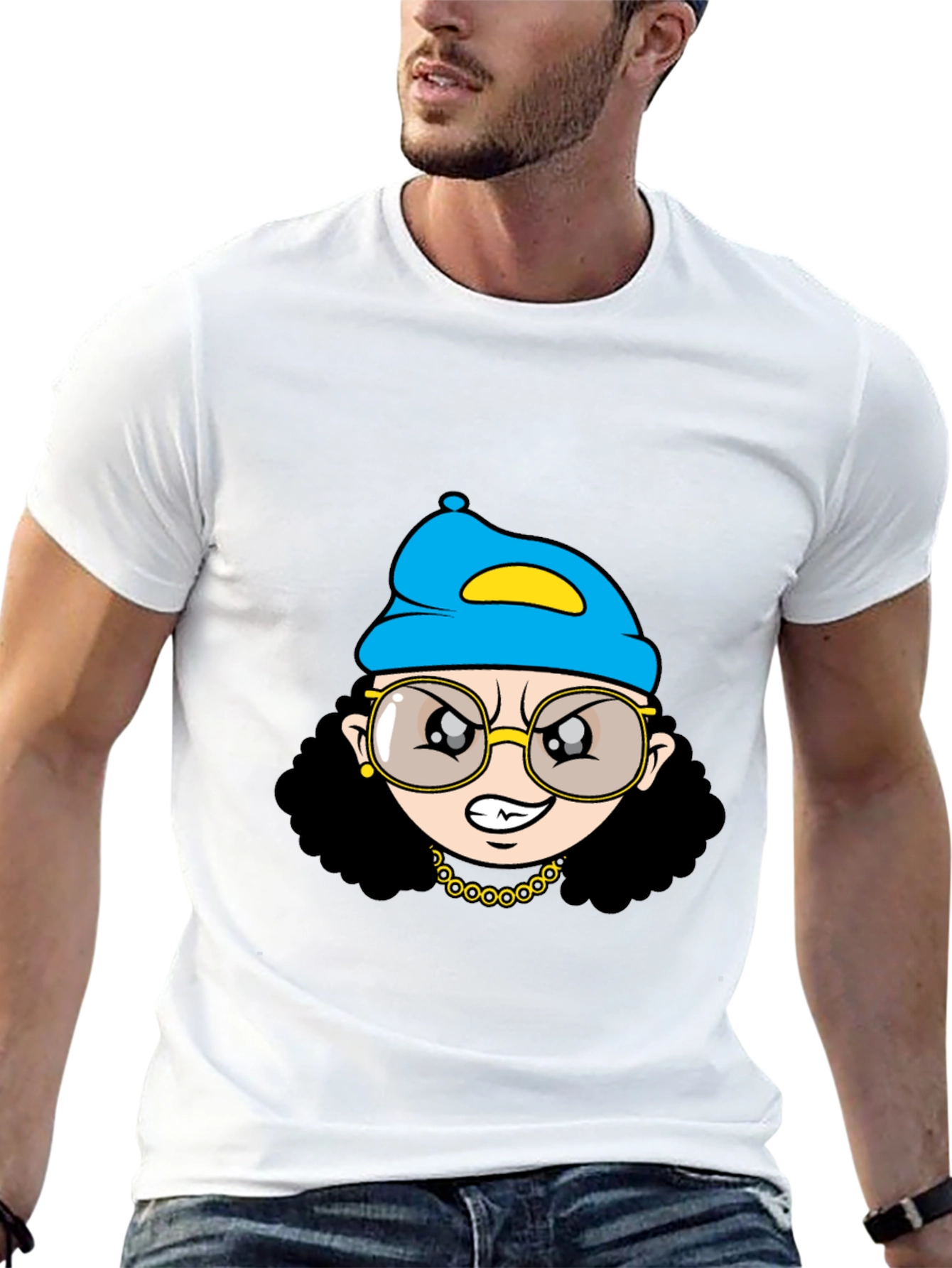 Cartoon Character Graphic Black Tee