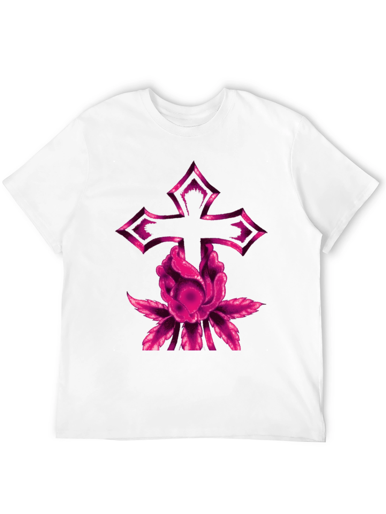 Floral Cross Graphic Tee - Modern Black T-Shirt