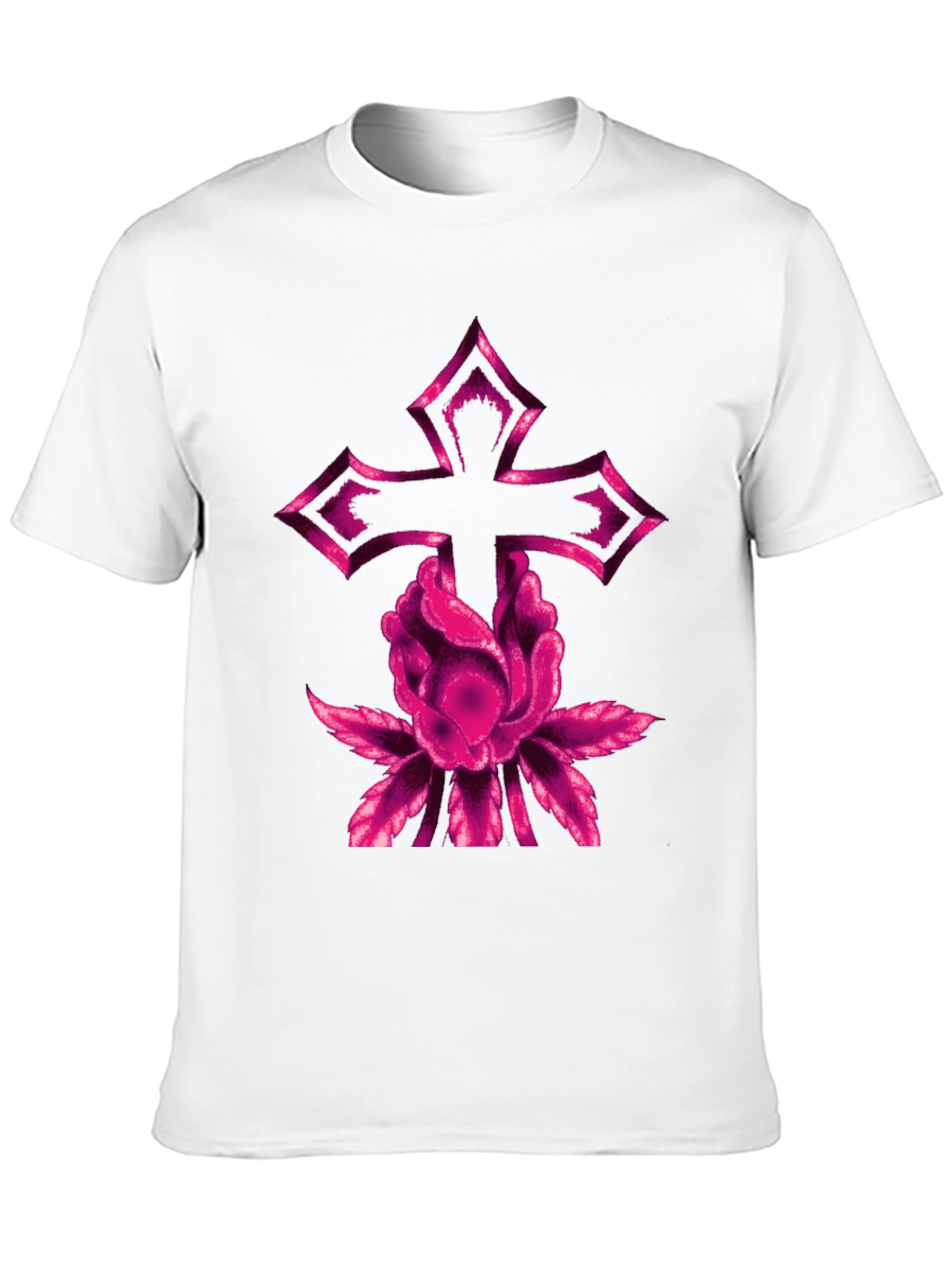 Floral Cross Graphic Tee - Modern Black T-Shirt