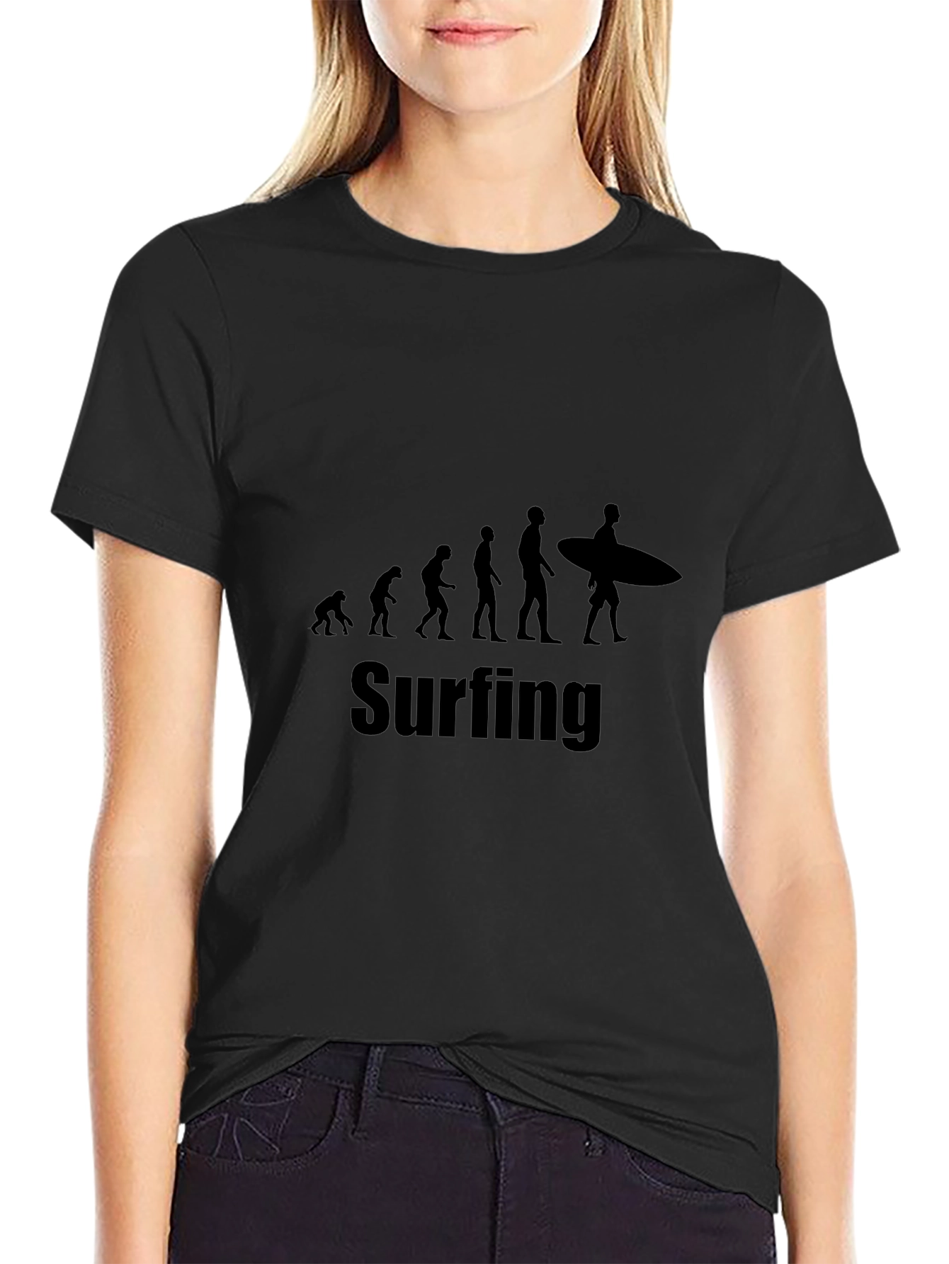 Surfing Evolution Graphic T-Shirt | Cool Black Tee