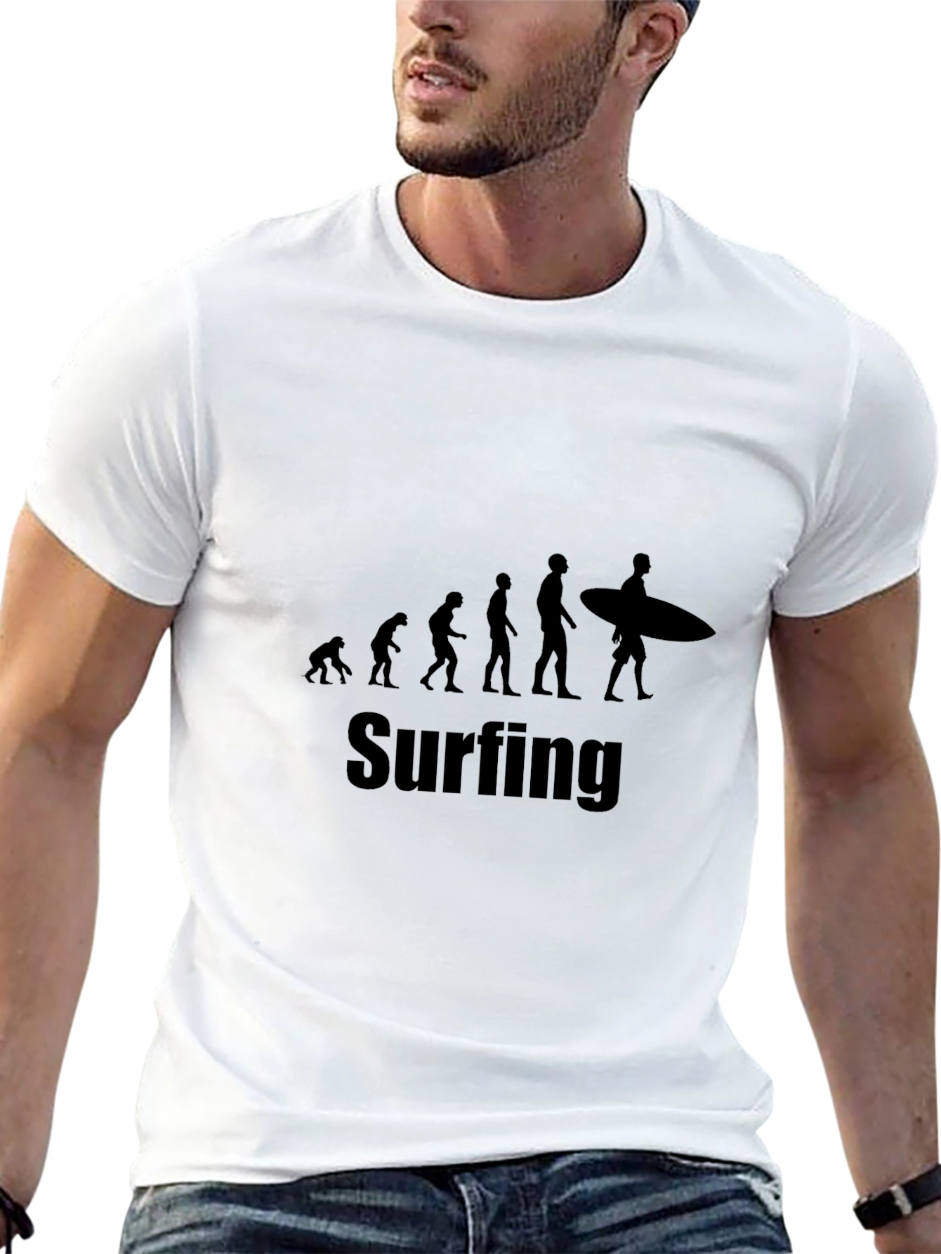 Surfing Evolution Graphic T-Shirt | Cool Black Tee