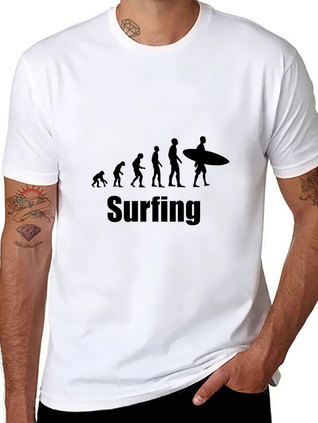 Surfing Evolution Graphic T-Shirt | Cool Black Tee