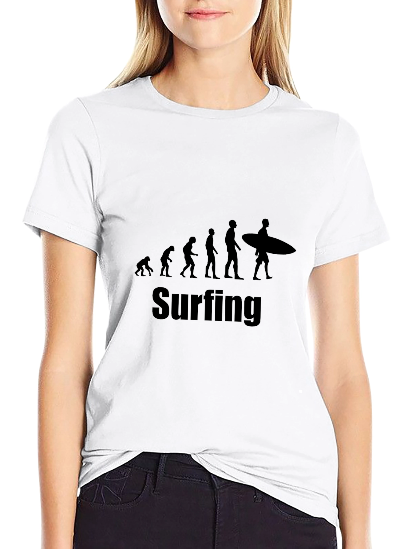 Surfing Evolution Graphic T-Shirt | Cool Black Tee