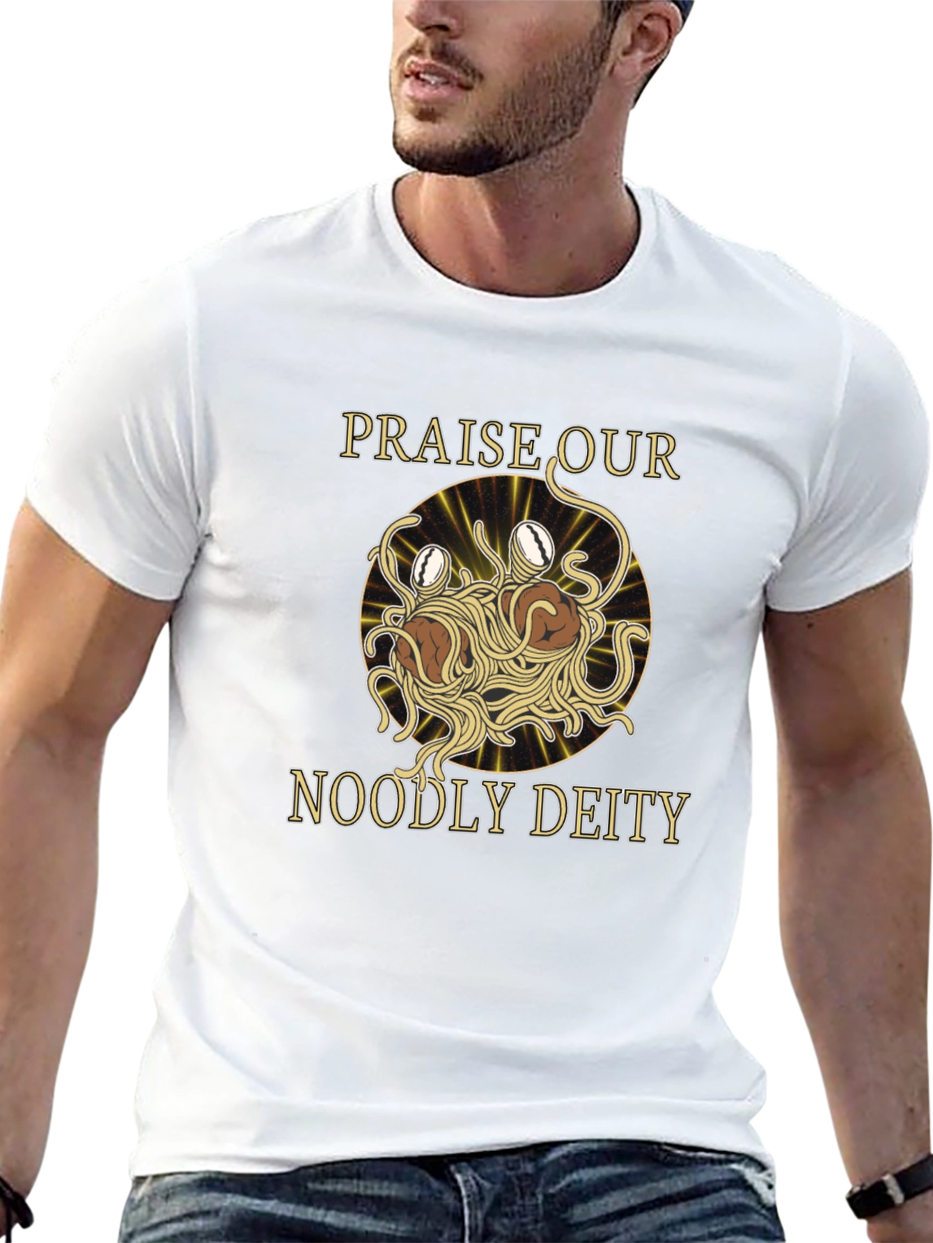 Noodly Deity T-Shirt - Funny Spaghetti Monster Graphic Tee