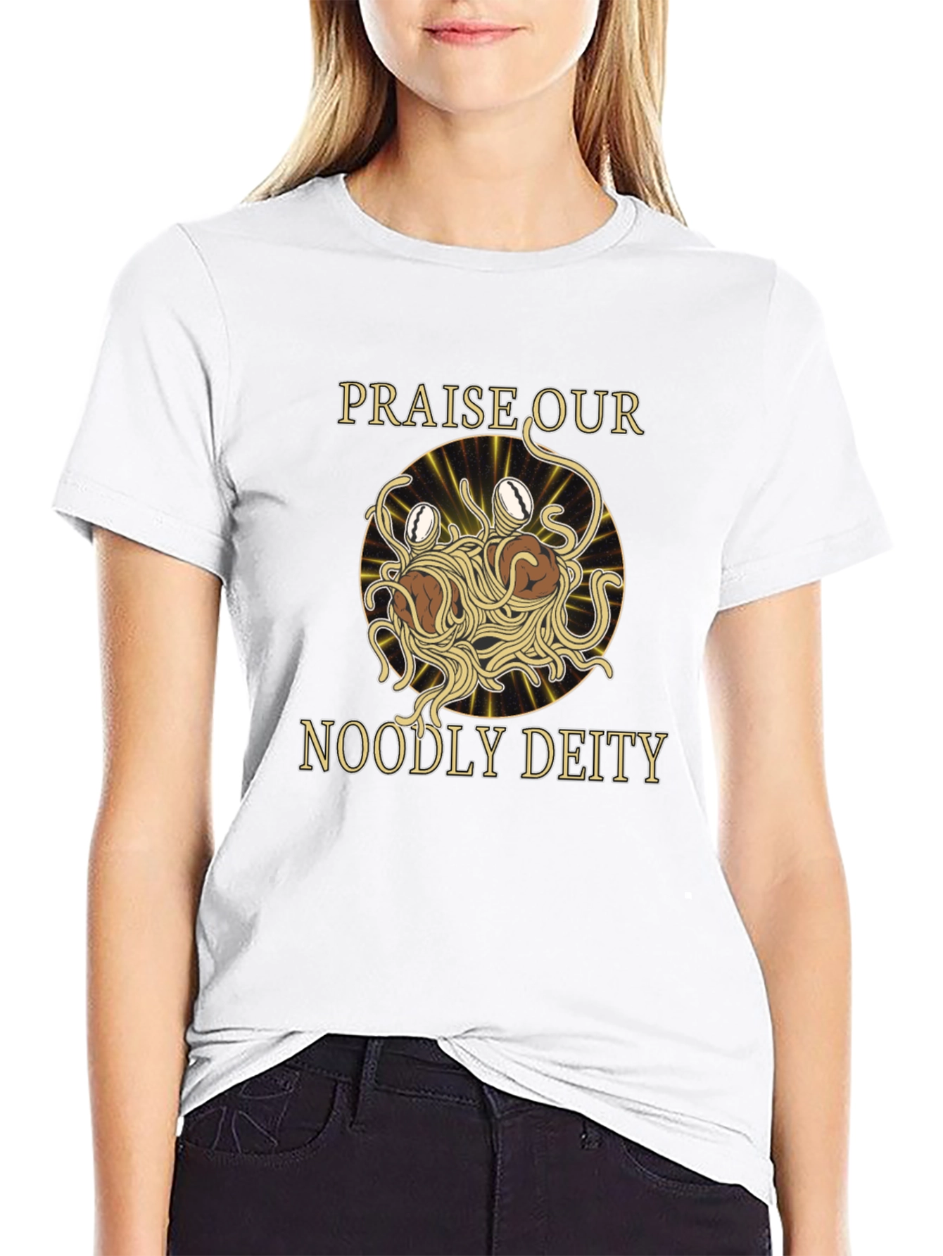 Noodly Deity T-Shirt - Funny Spaghetti Monster Graphic Tee