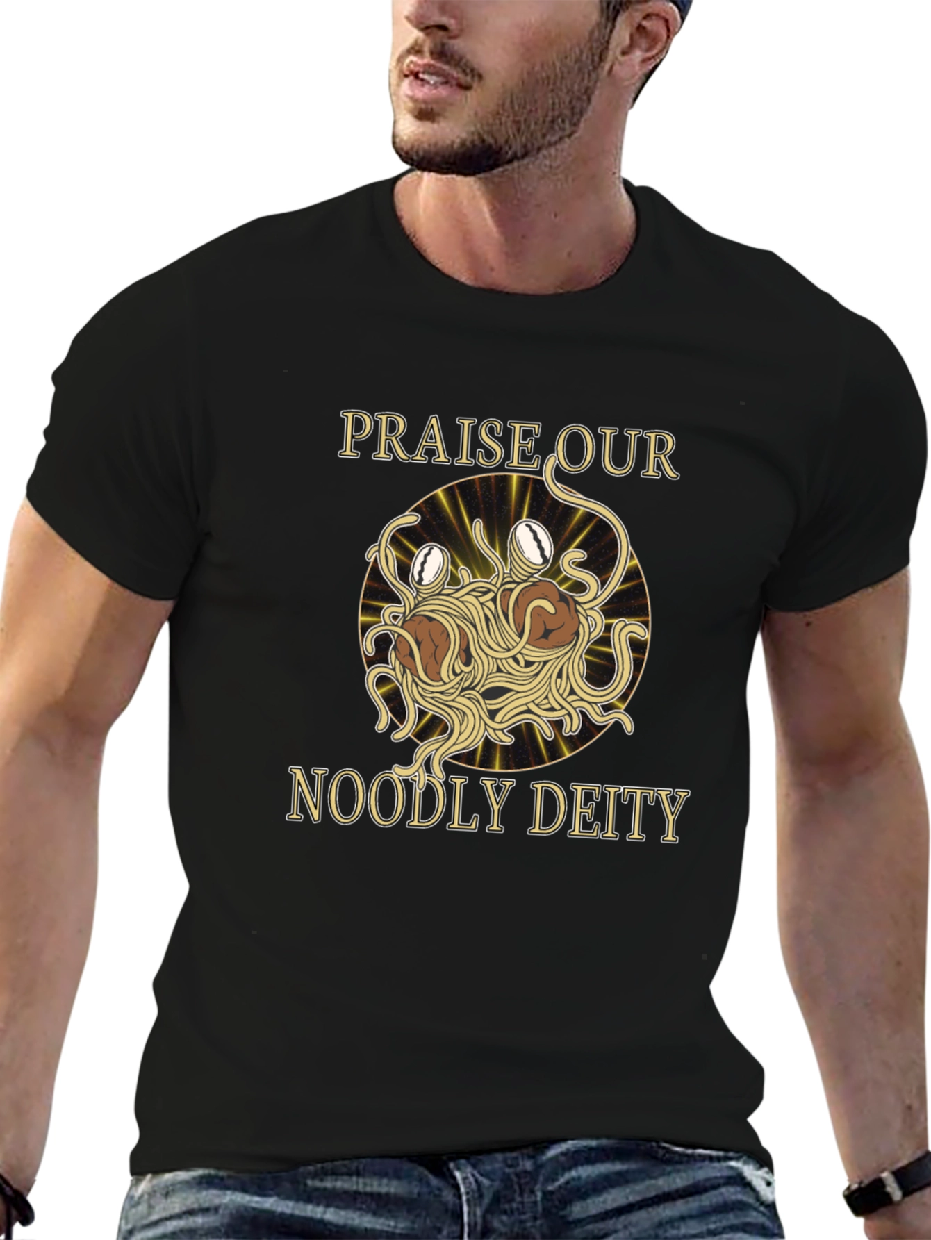 Noodly Deity T-Shirt - Funny Spaghetti Monster Graphic Tee