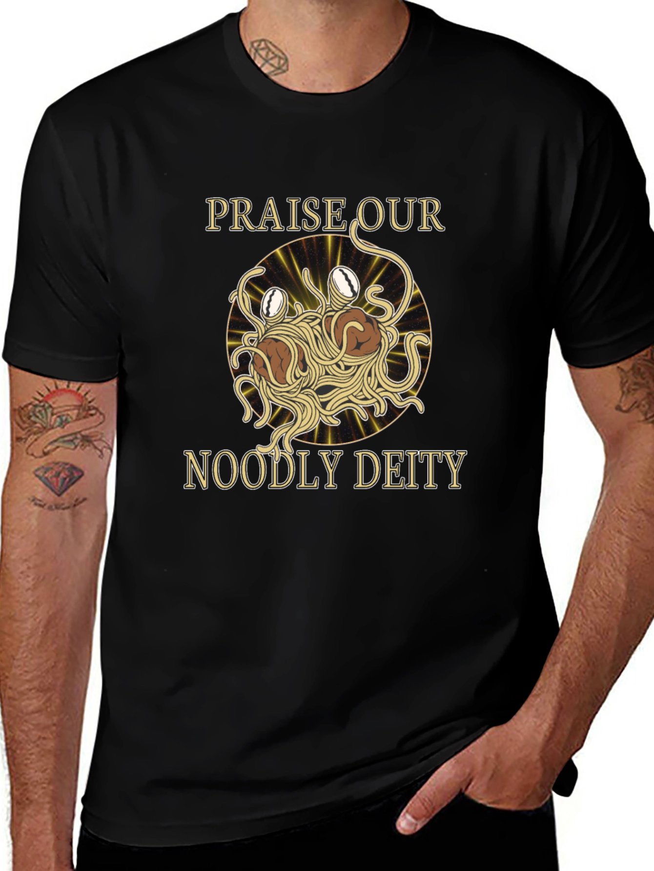 Noodly Deity T-Shirt - Funny Spaghetti Monster Graphic Tee
