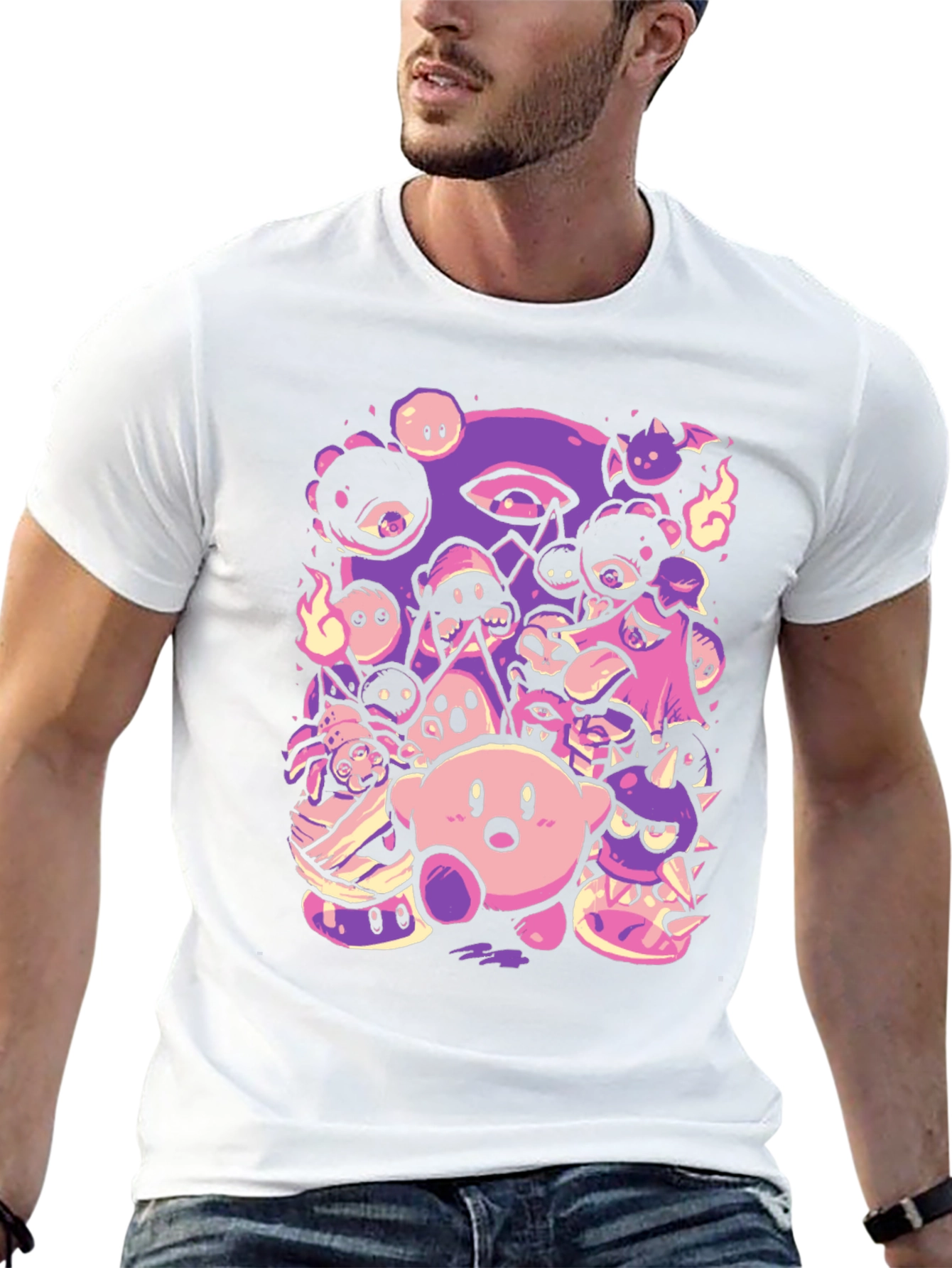 Kirby Character Mashup Black T-Shirt