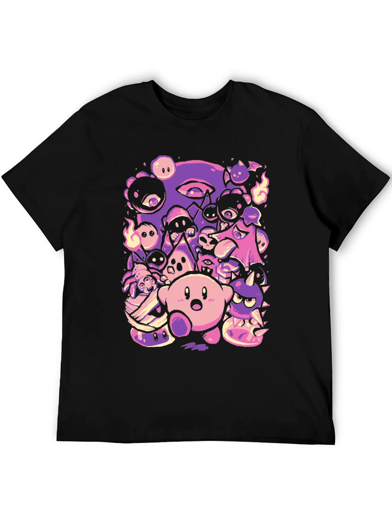 Kirby Character Mashup Black T-Shirt