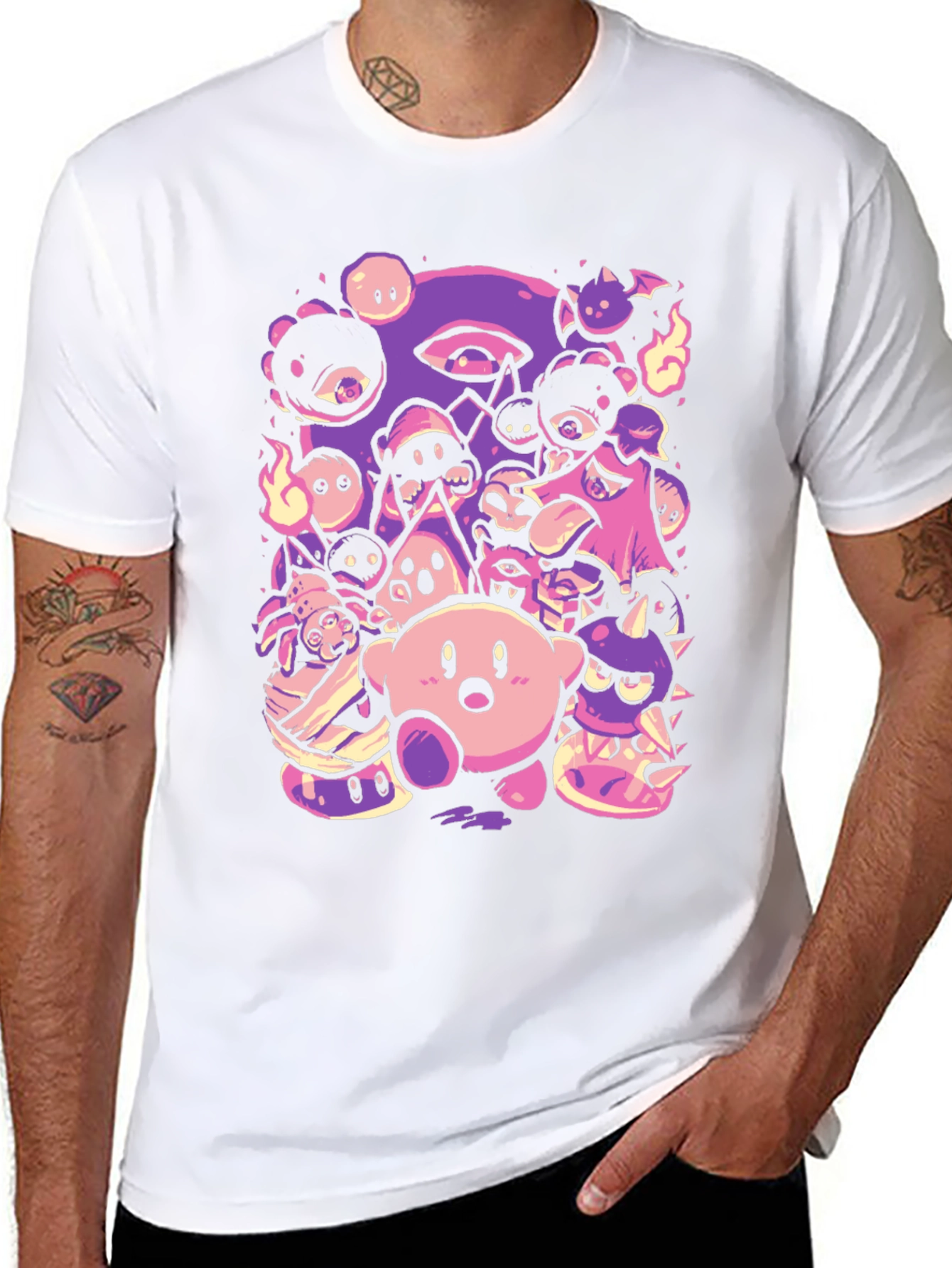 Kirby Character Mashup Black T-Shirt