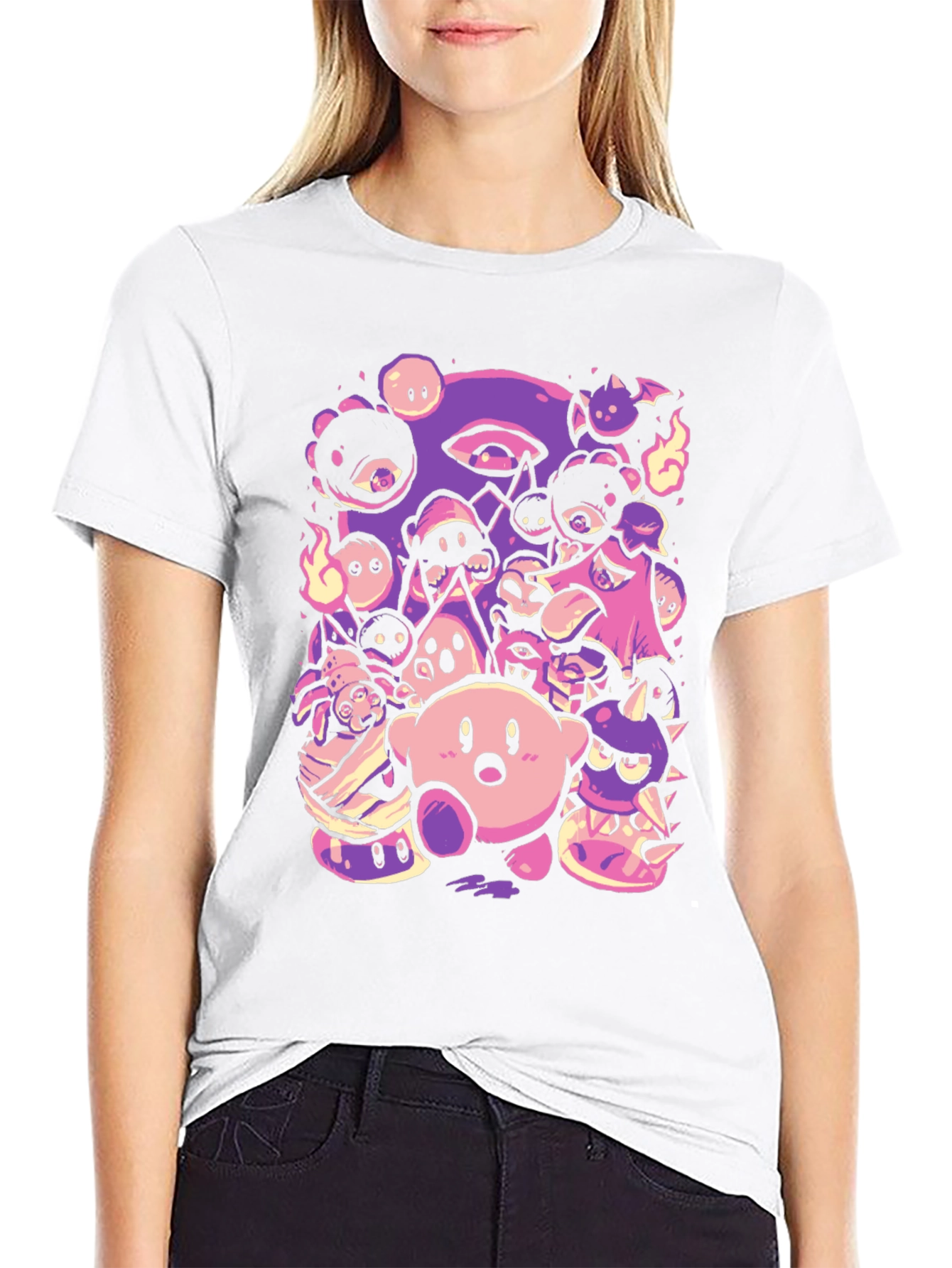 Kirby Character Mashup Black T-Shirt