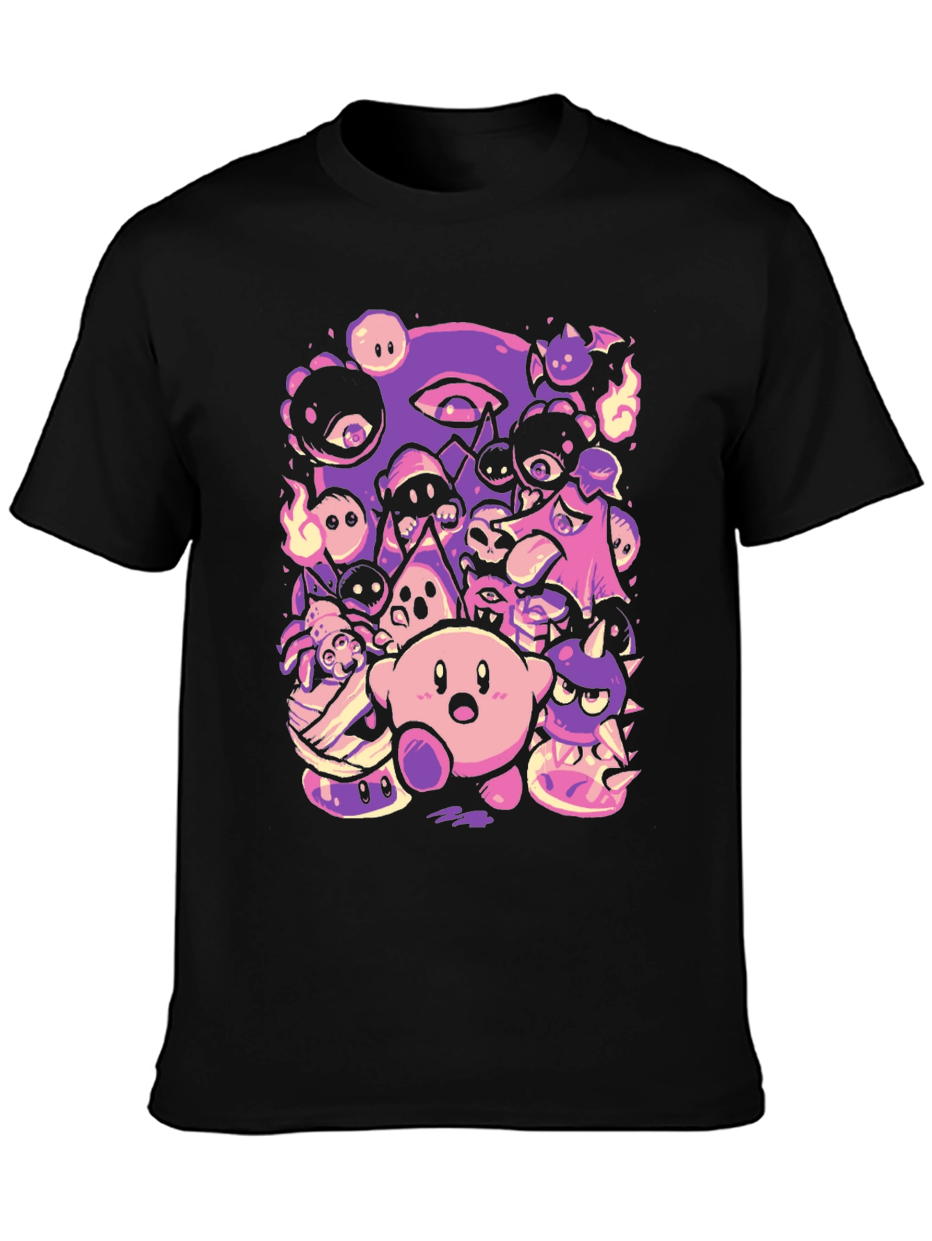 Kirby Character Mashup Black T-Shirt