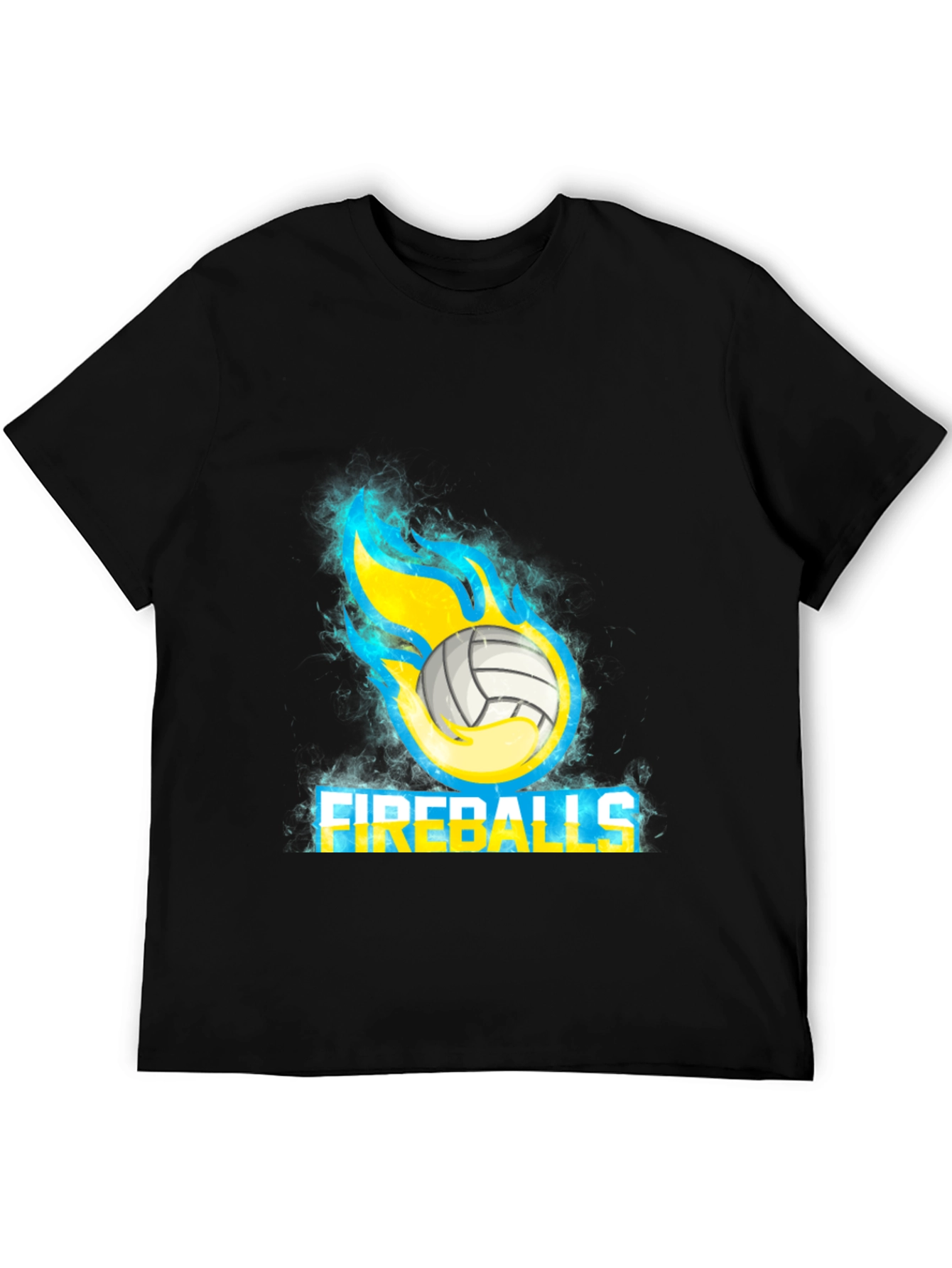 Fireballs Volleyball Graphic Tee - Black Cotton T-Shirt