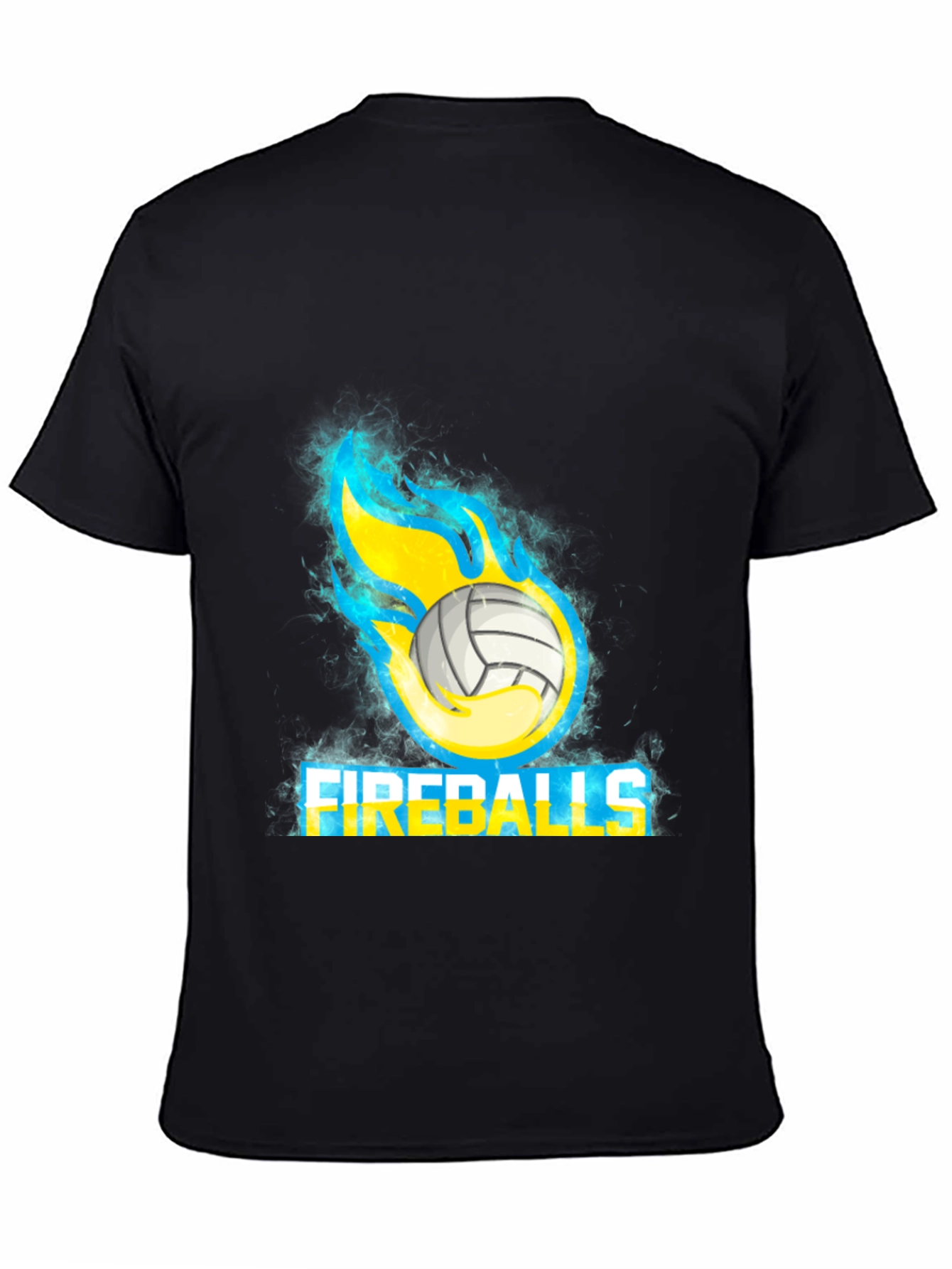 Fireballs Volleyball Graphic Tee - Black Cotton T-Shirt