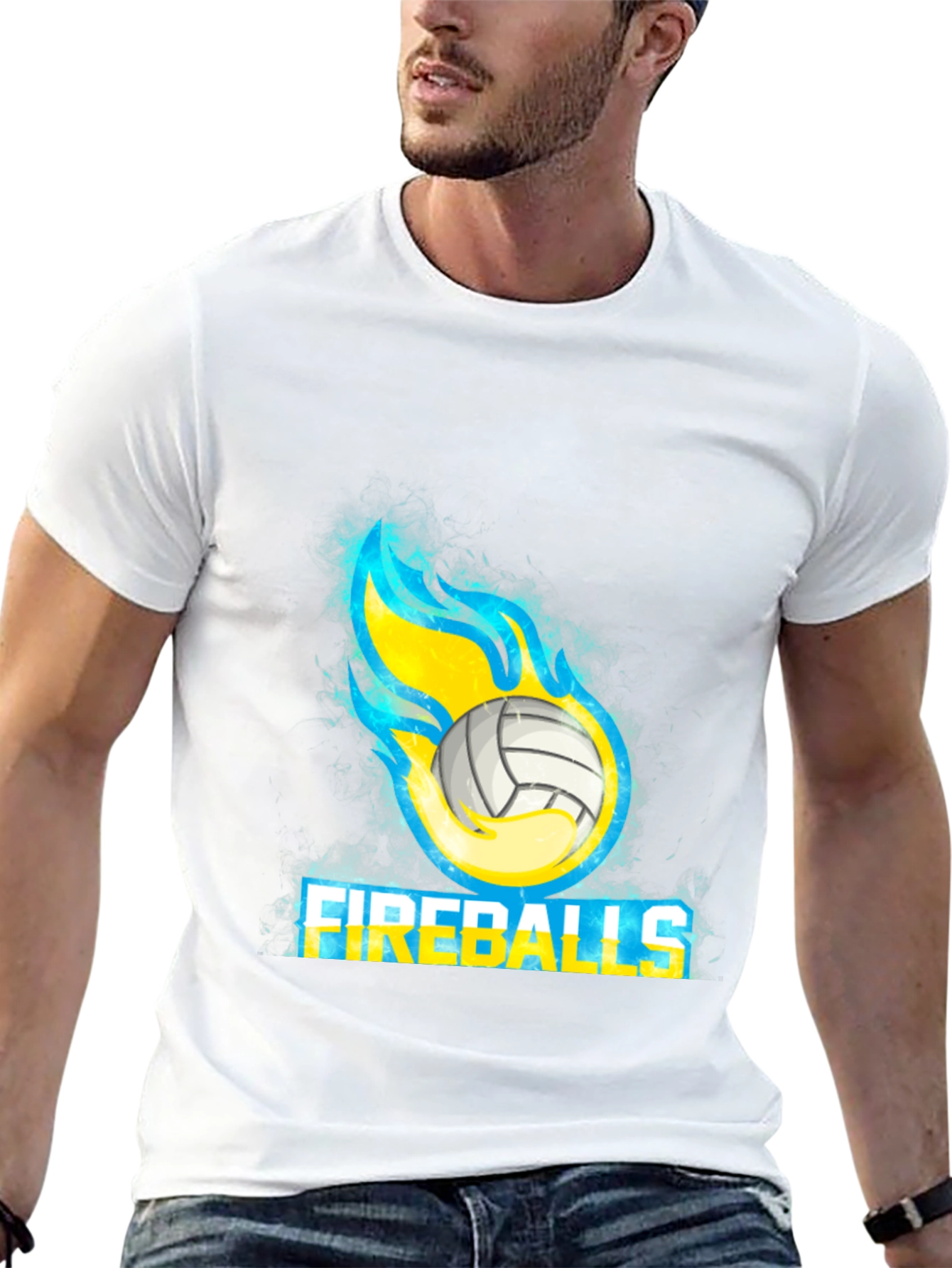 Fireballs Volleyball Graphic Tee - Black Cotton T-Shirt