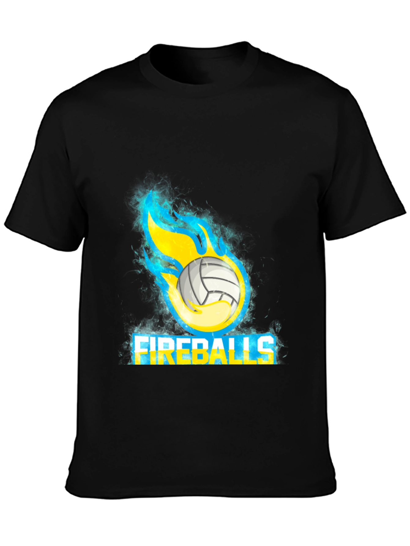 Fireballs Volleyball Graphic Tee - Black Cotton T-Shirt