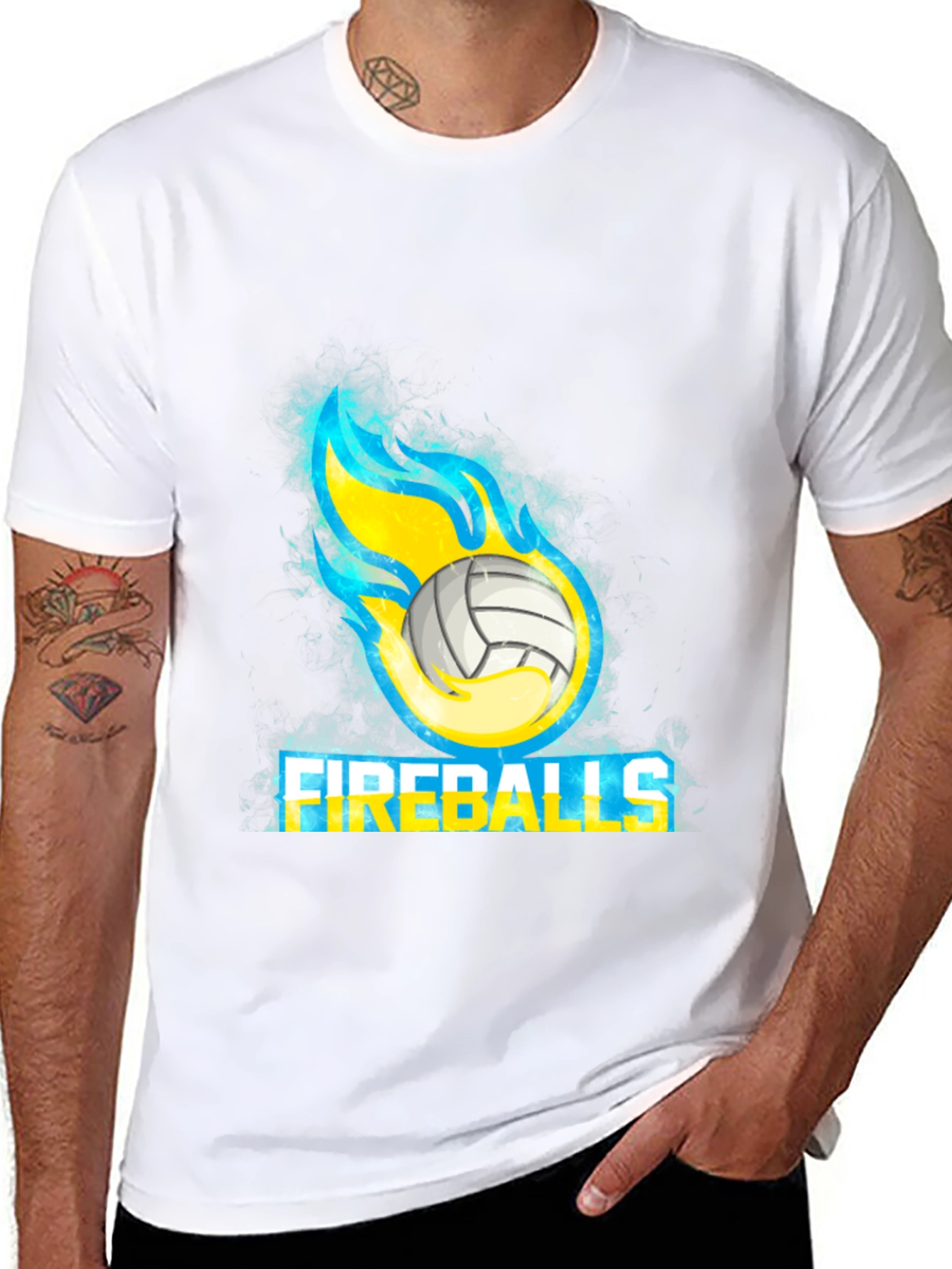Fireballs Volleyball Graphic Tee - Black Cotton T-Shirt