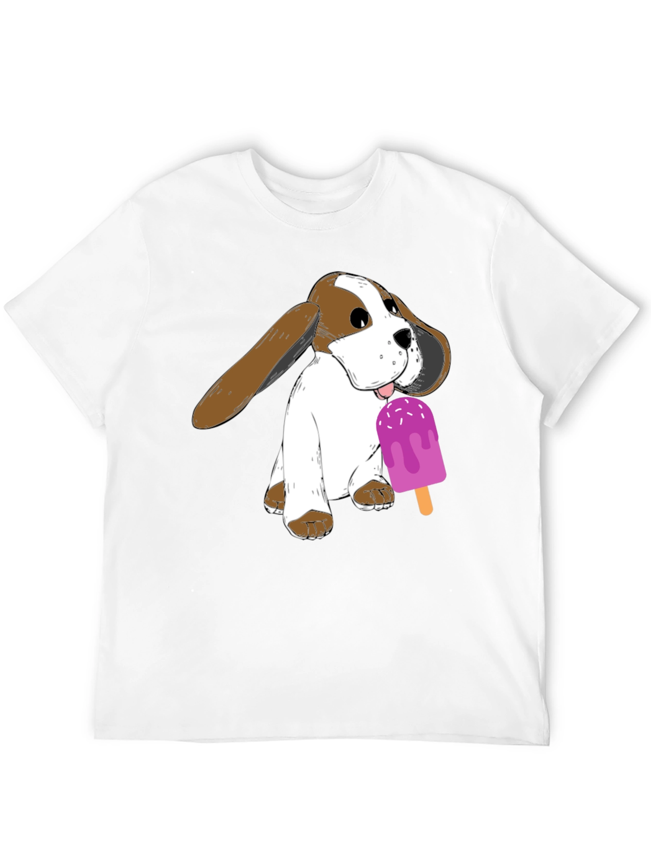 Dog with Popsicle Graphic T-Shirt - Black
