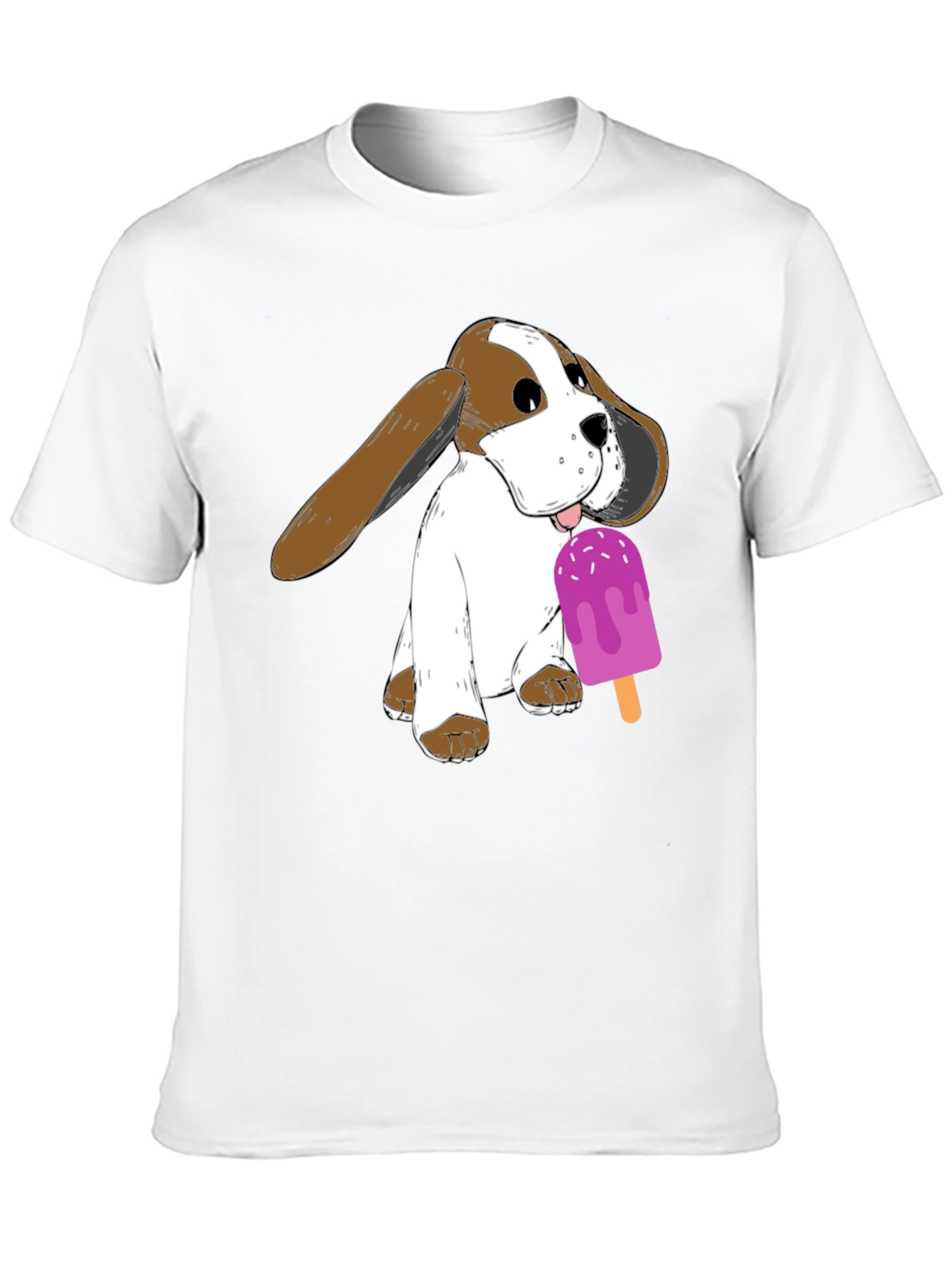 Dog with Popsicle Graphic T-Shirt - Black