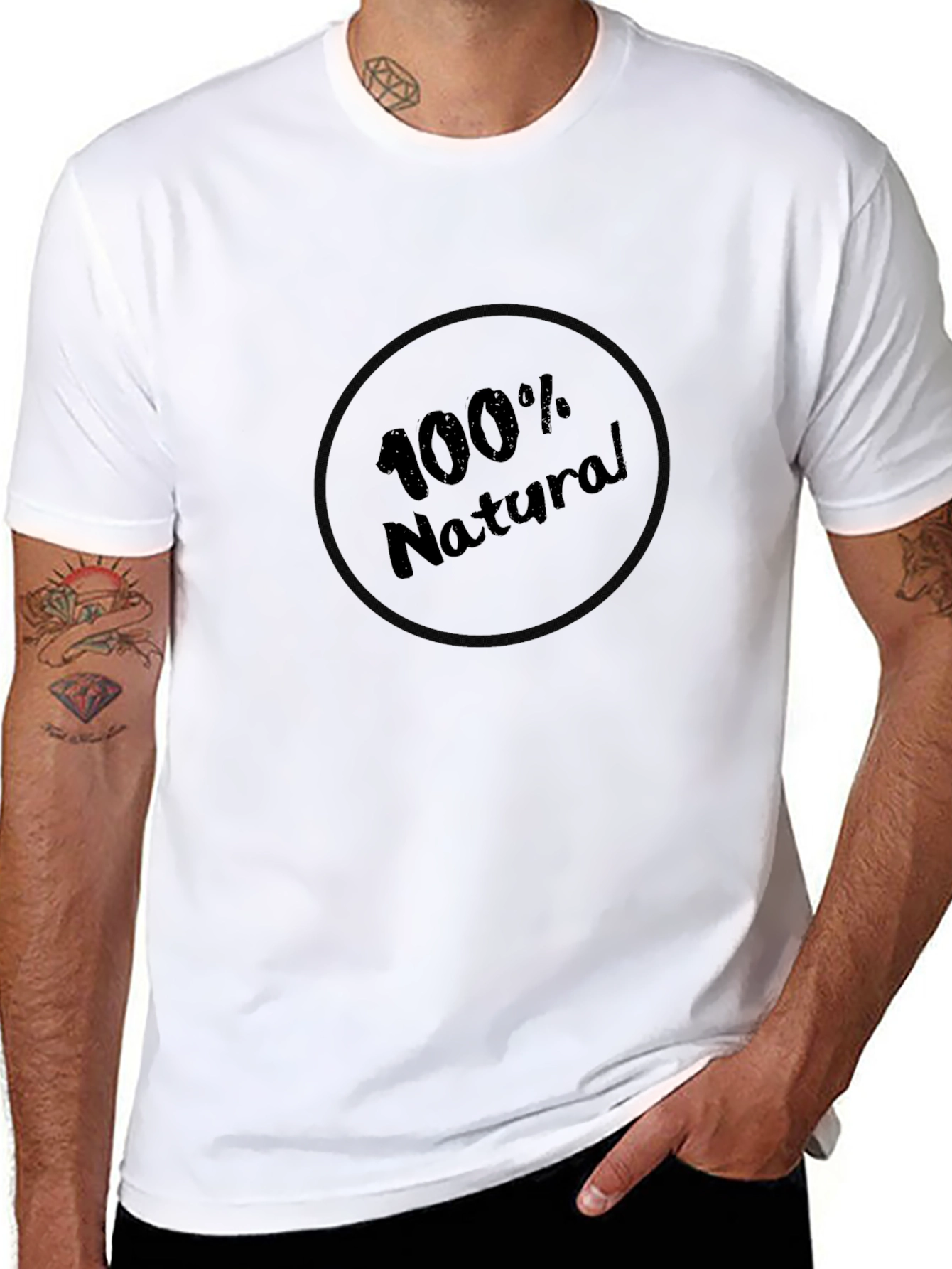 100% Natural Black Graphic Tee - Soft Comfort