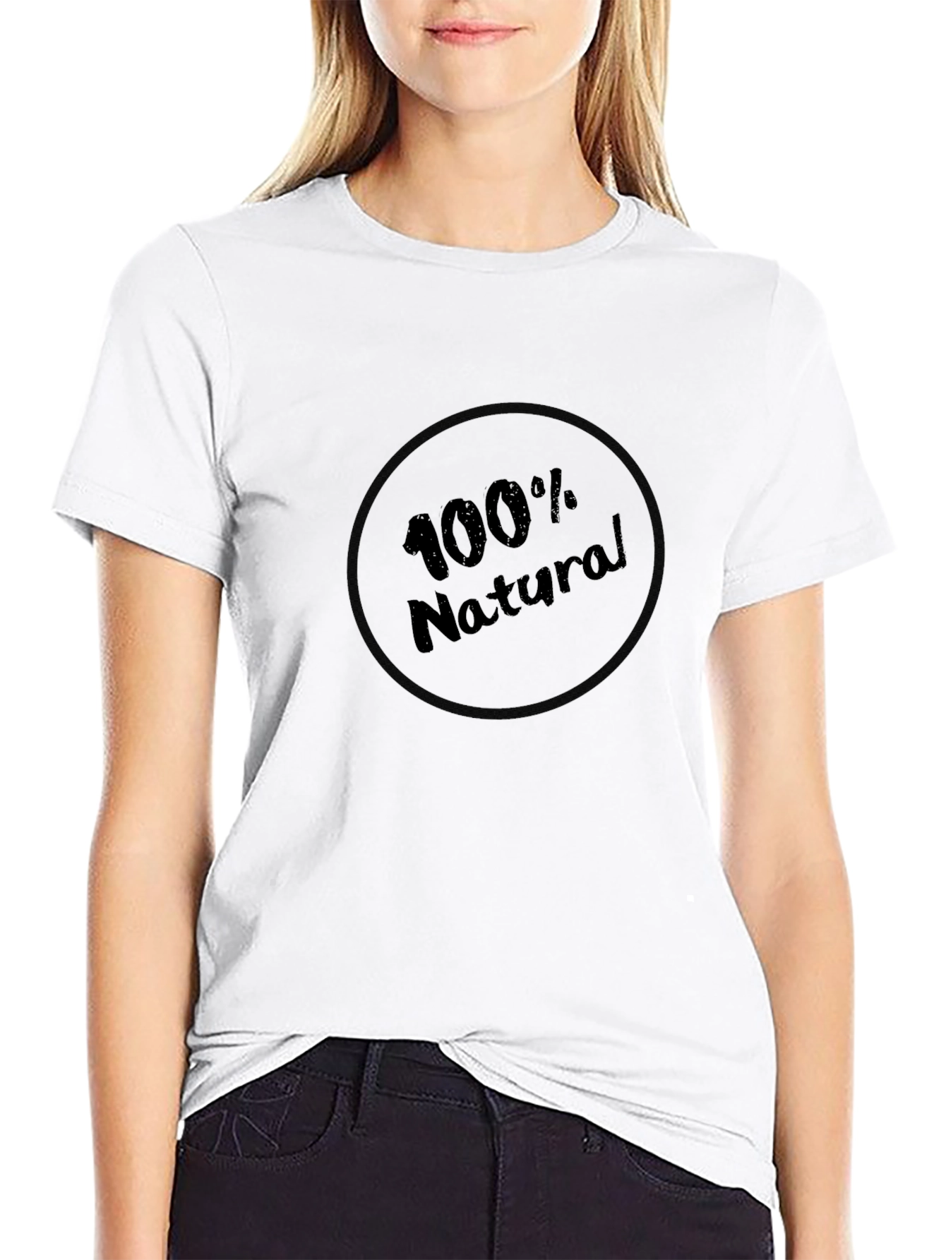 100% Natural Black Graphic Tee - Soft Comfort