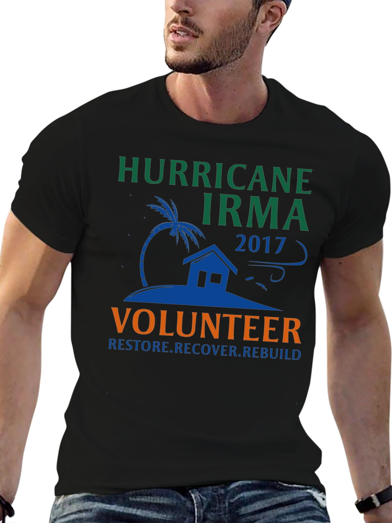 Hurricane Irma Volunteer T-Shirt: Restore Recover Rebuild