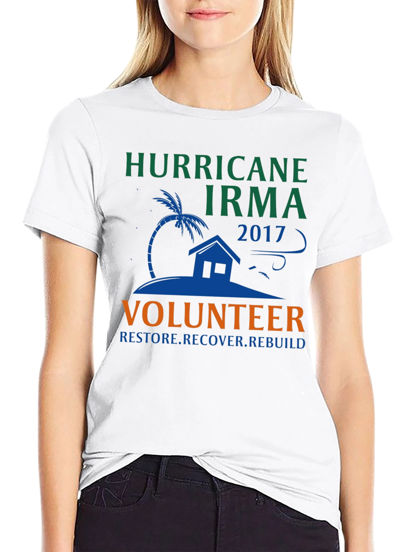 Hurricane Irma Volunteer T-Shirt: Restore Recover Rebuild