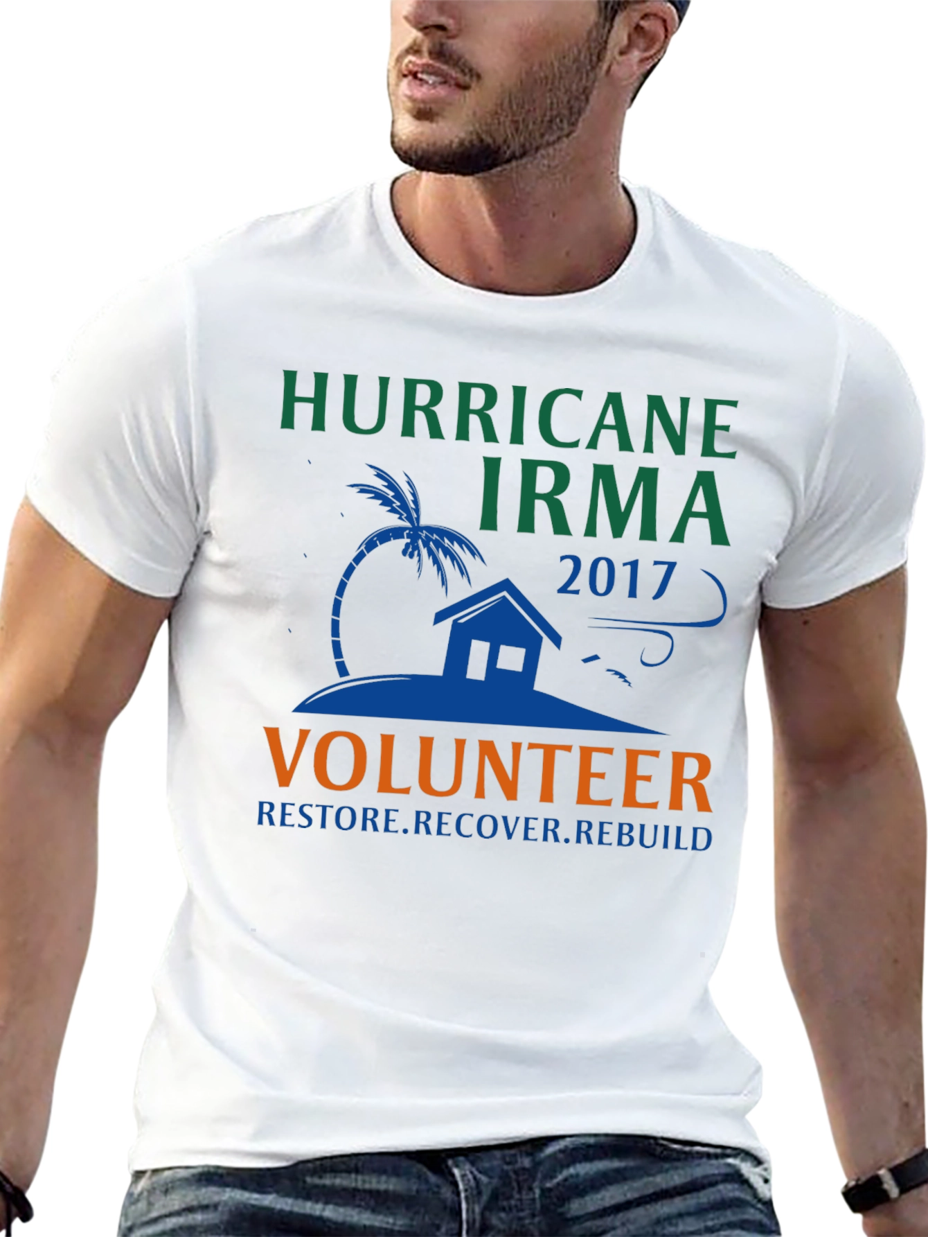 Hurricane Irma Volunteer T-Shirt: Restore Recover Rebuild