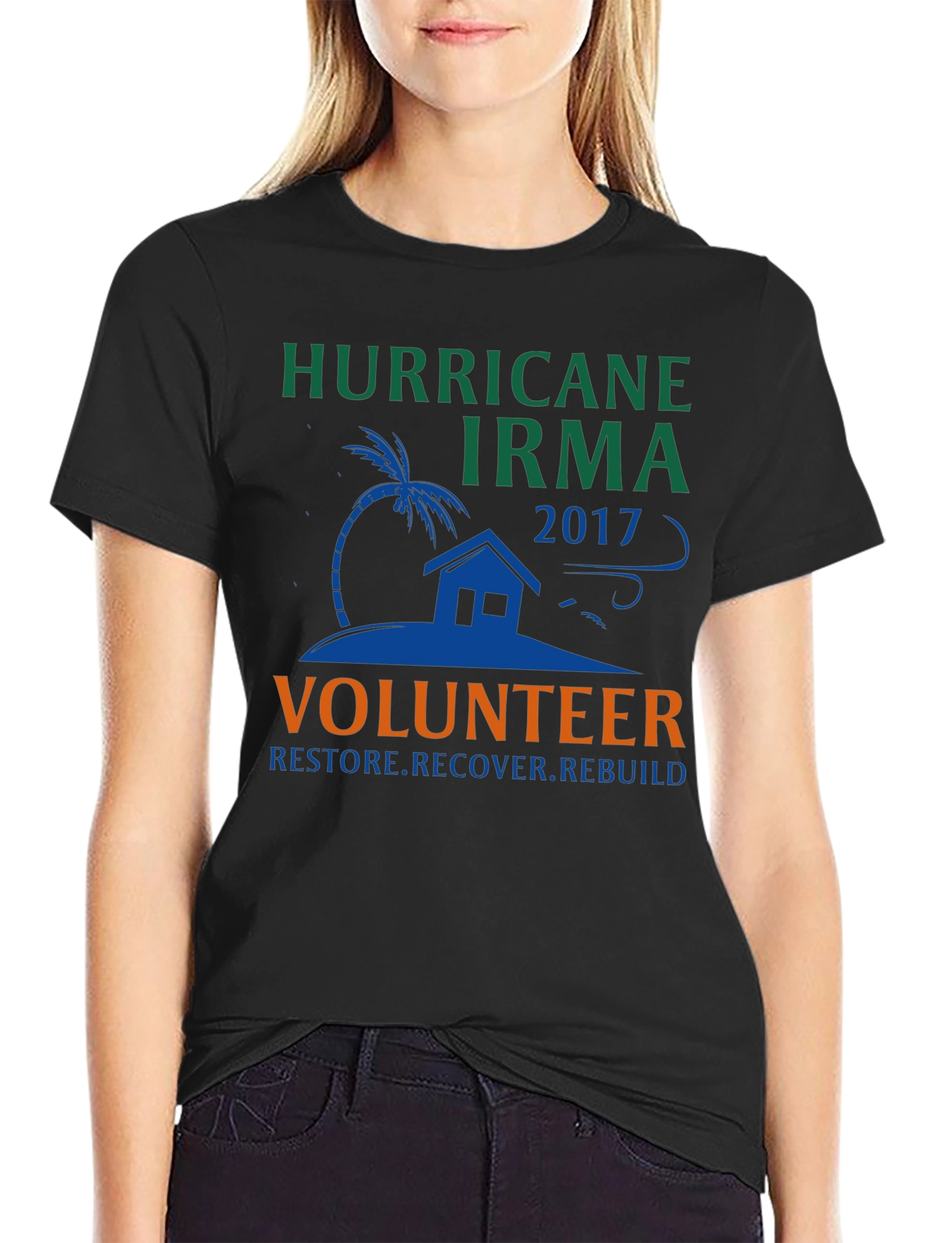 Hurricane Irma Volunteer T-Shirt: Restore Recover Rebuild