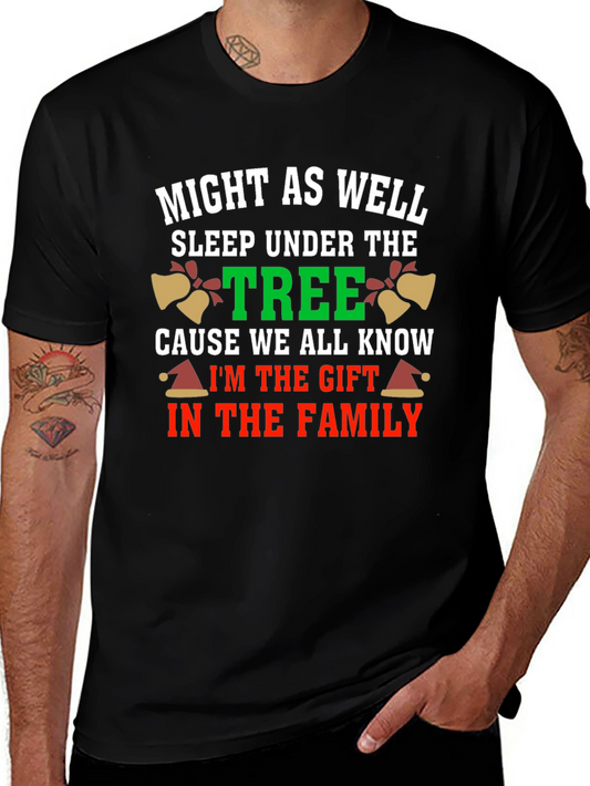 Funny Christmas Gift T-Shirt - Might As Well Sleep Under Tree