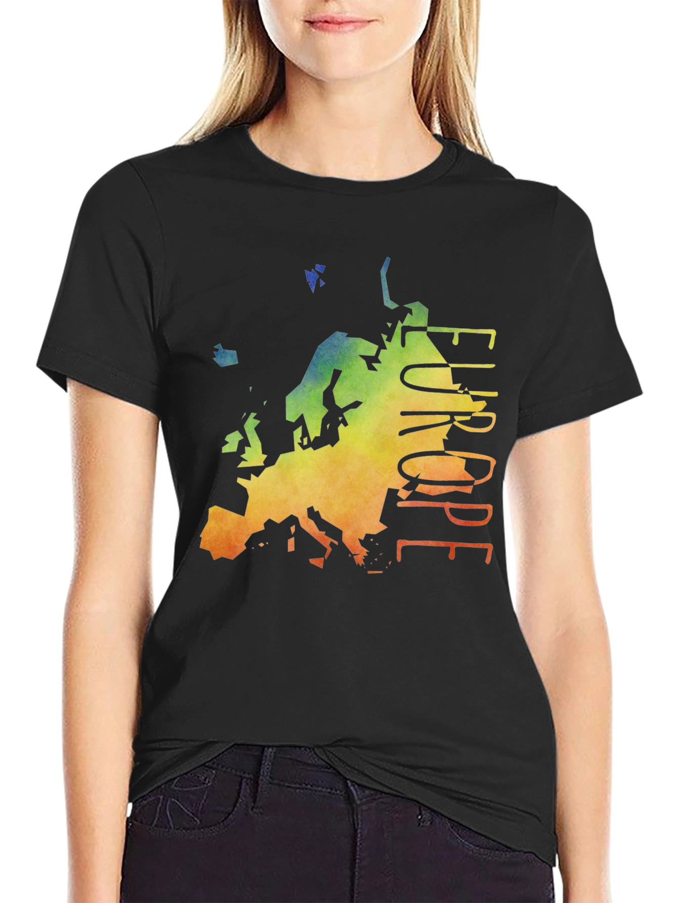 Europe Map T-Shirt - Mens Black Graphic Tee