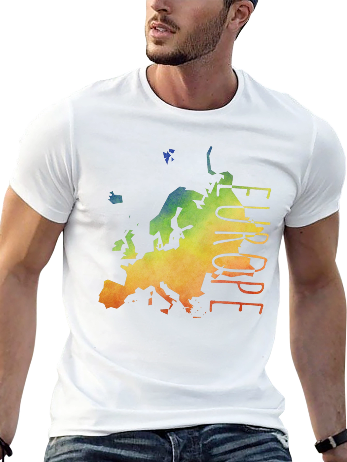 Europe Map T-Shirt - Mens Black Graphic Tee