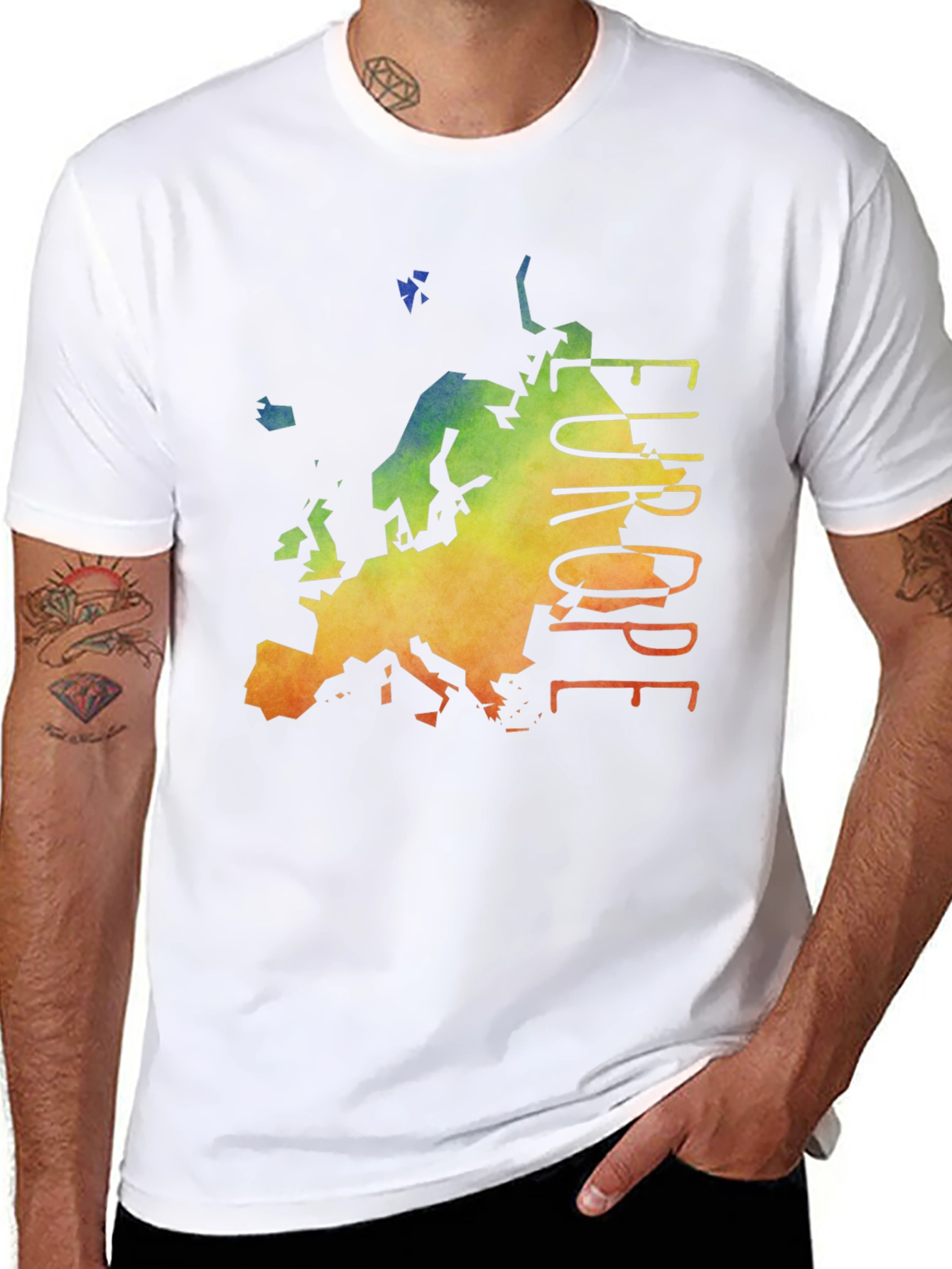 Europe Map T-Shirt - Mens Black Graphic Tee