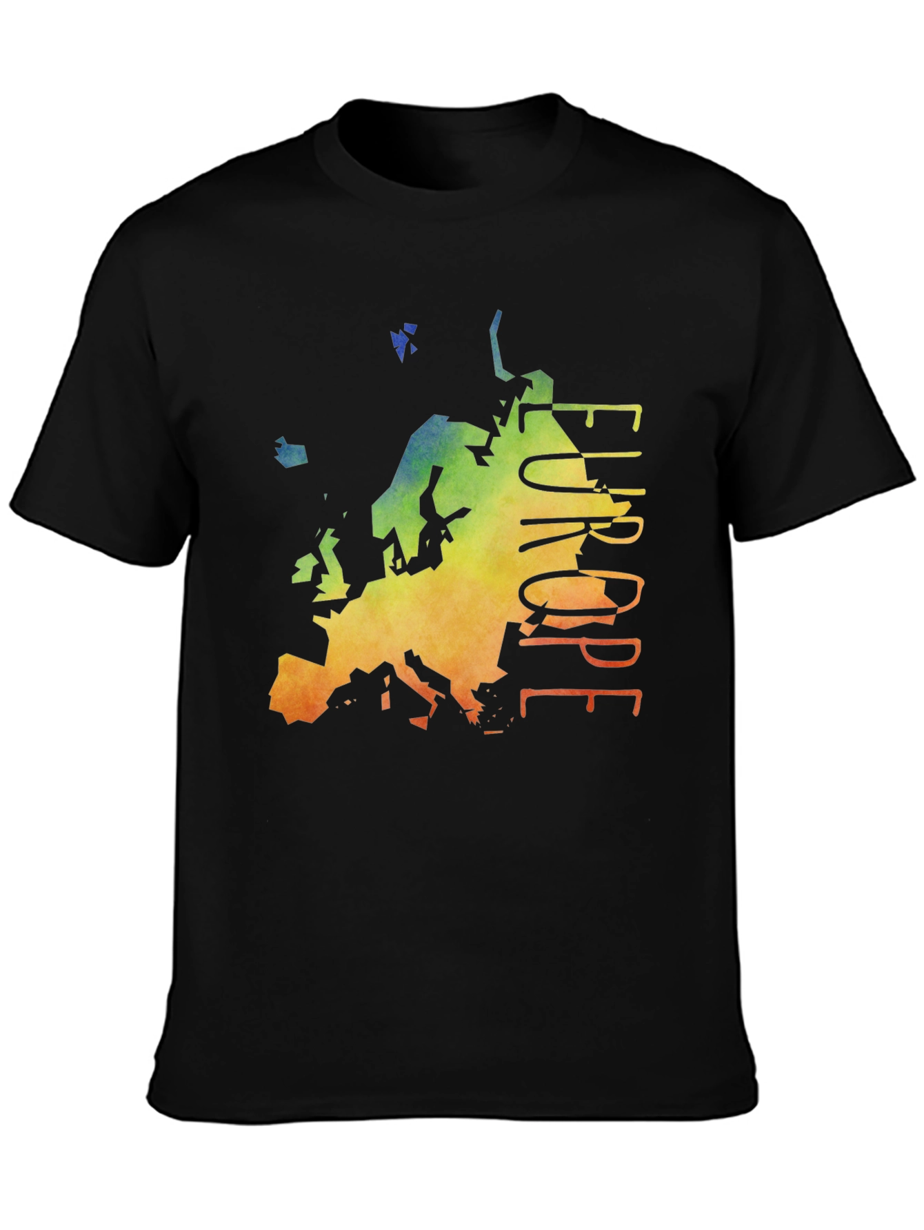 Europe Map T-Shirt - Mens Black Graphic Tee