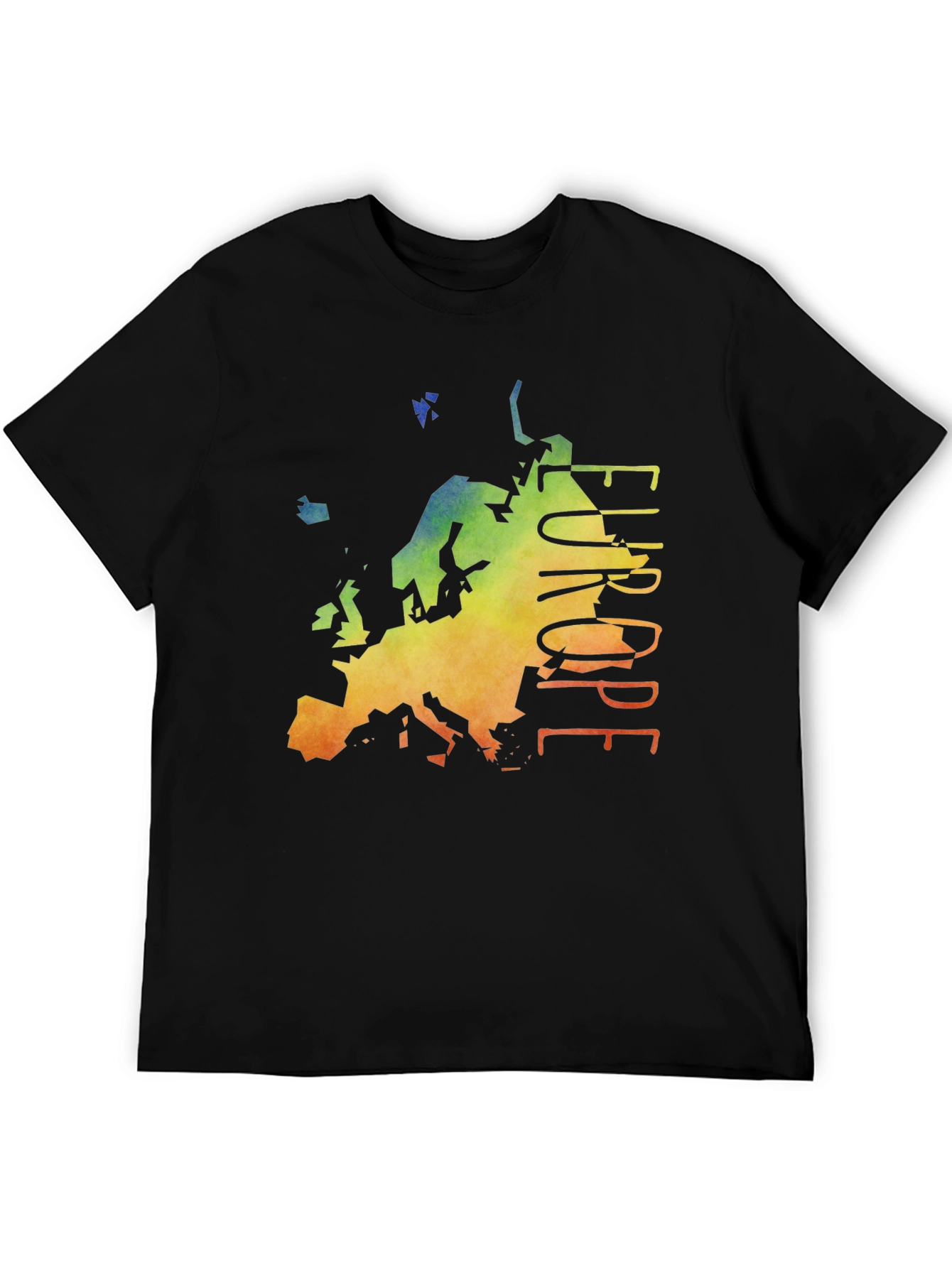 Europe Map T-Shirt - Mens Black Graphic Tee