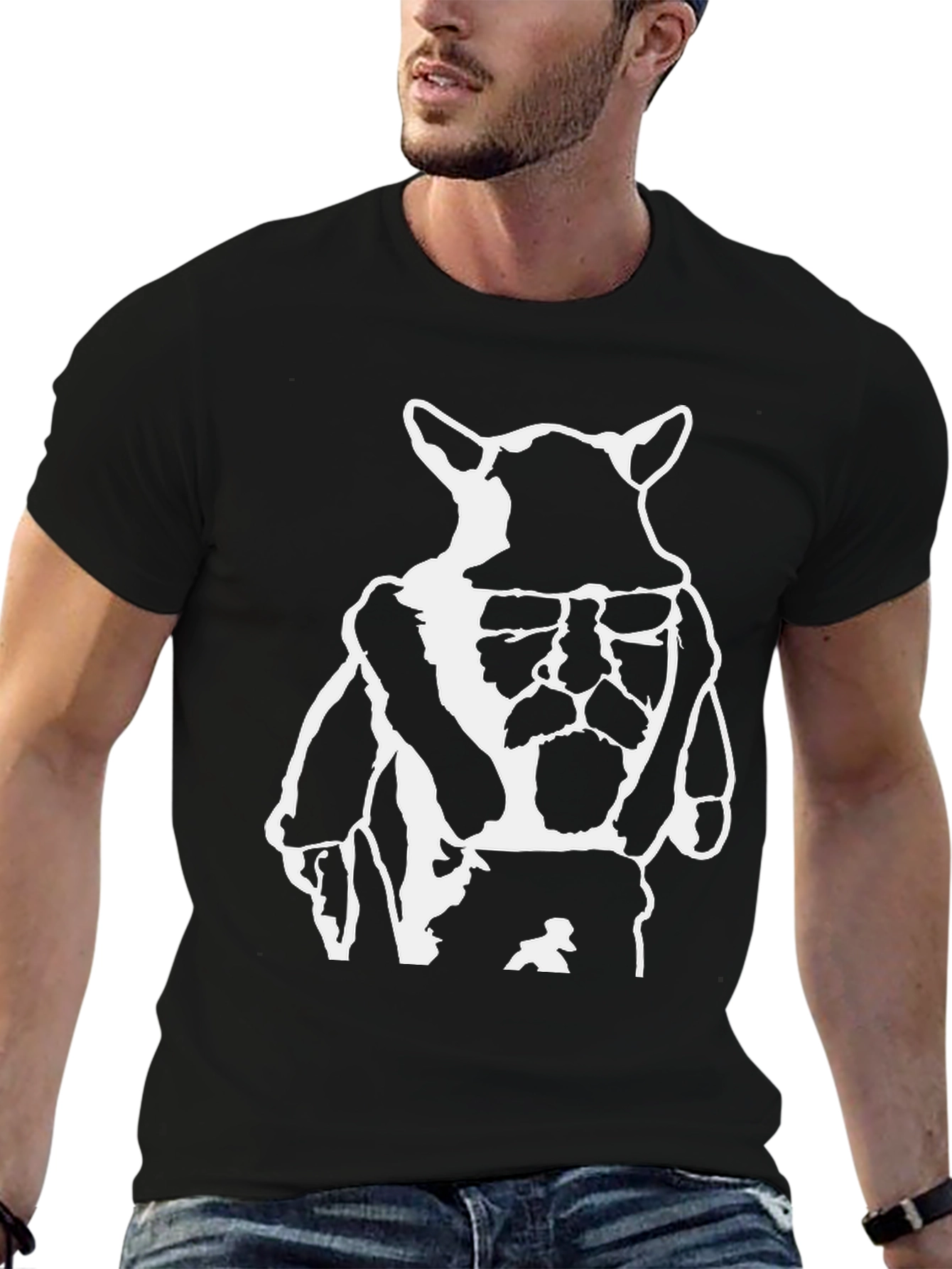 Black Graphic Tee - Yoda DJ Design