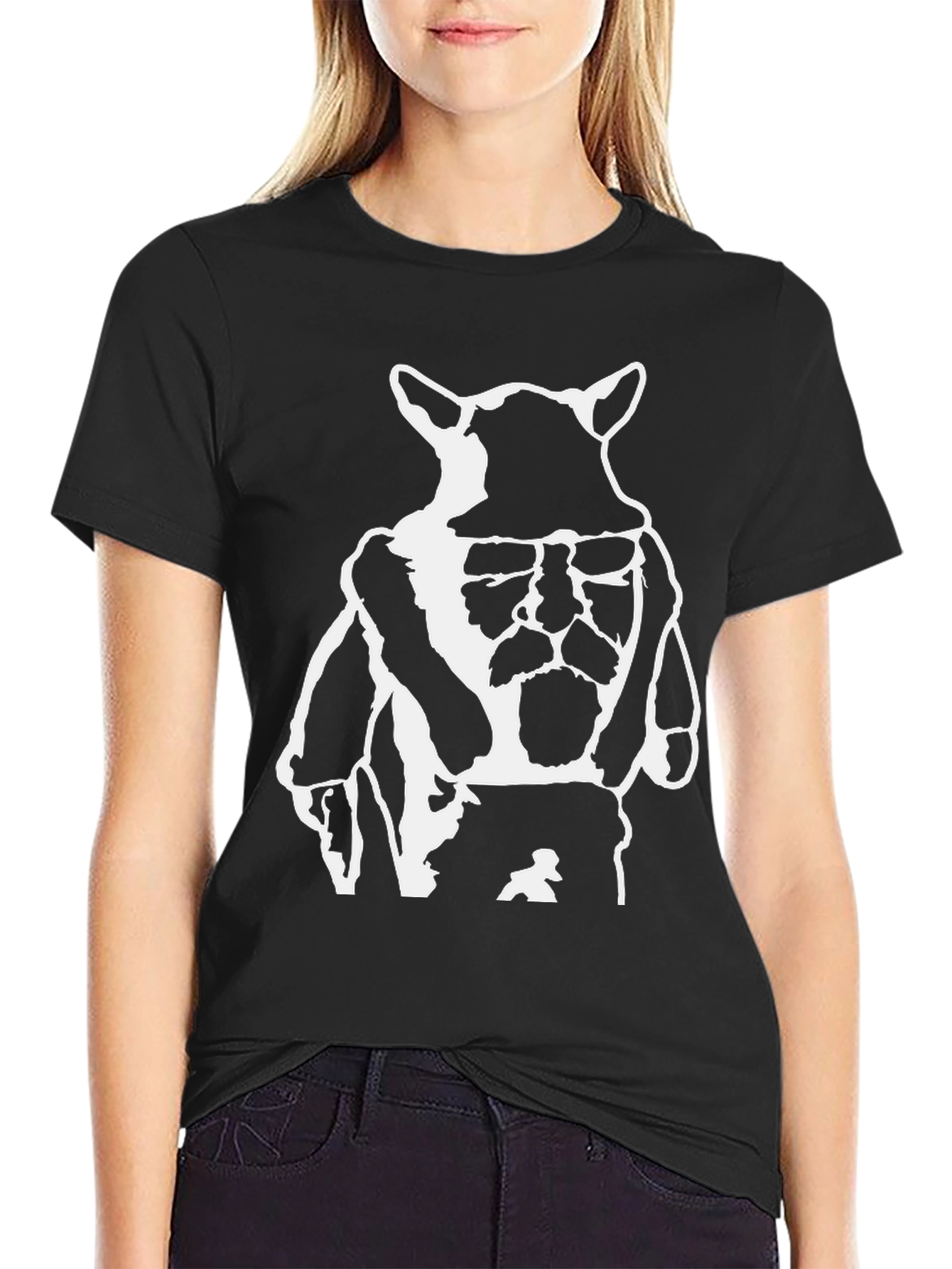 Black Graphic Tee - Yoda DJ Design