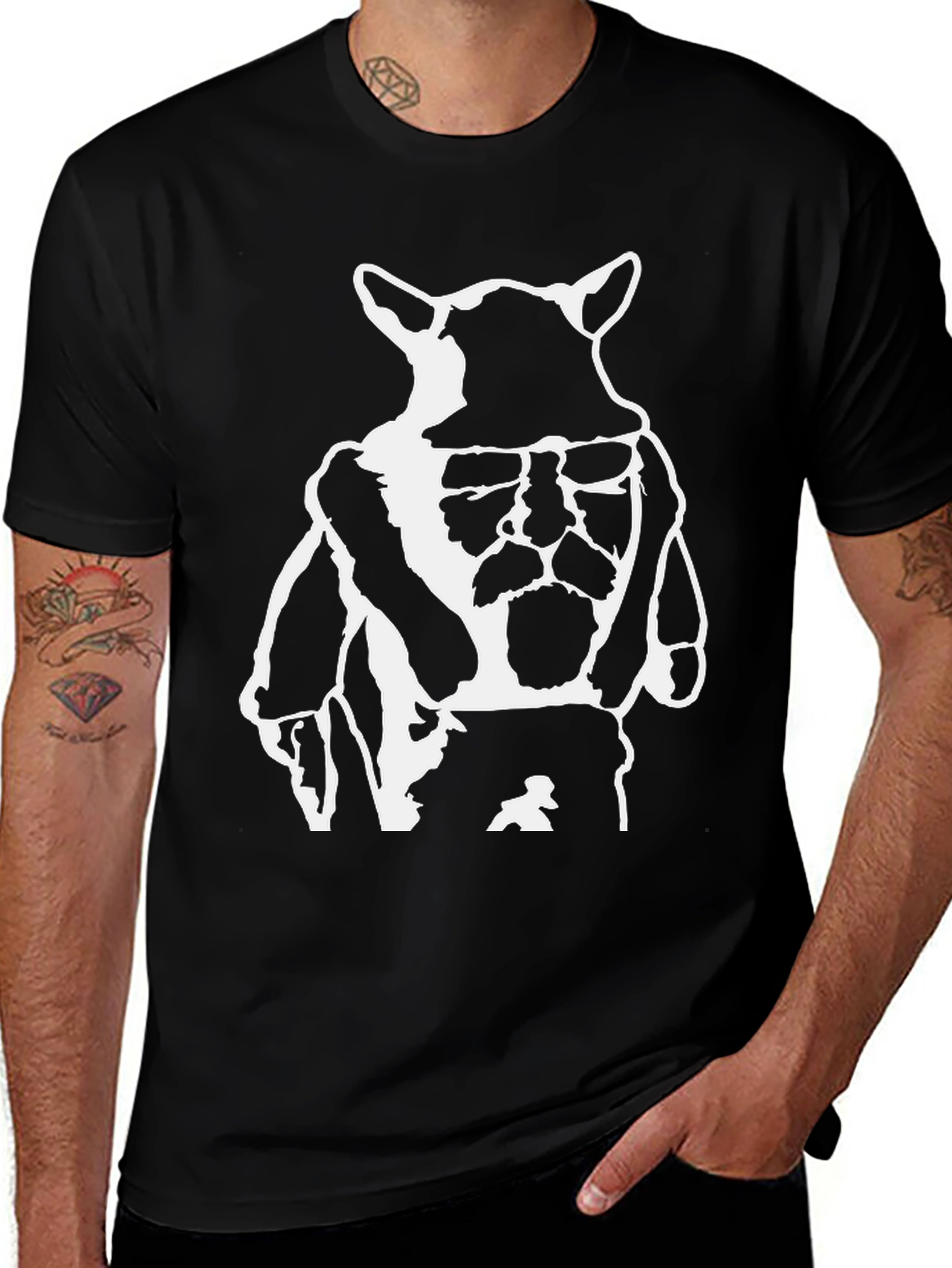 Black Graphic Tee - Yoda DJ Design