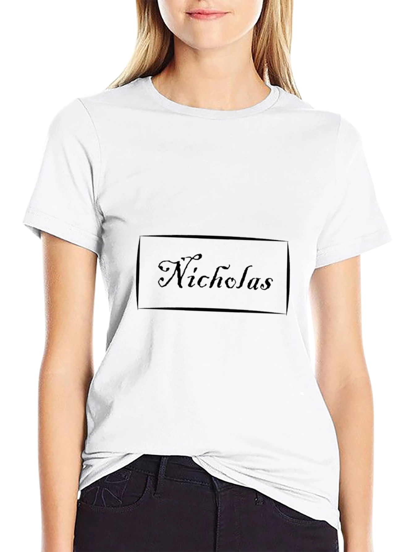 Stylish Black Tee - Nicholas Text Design