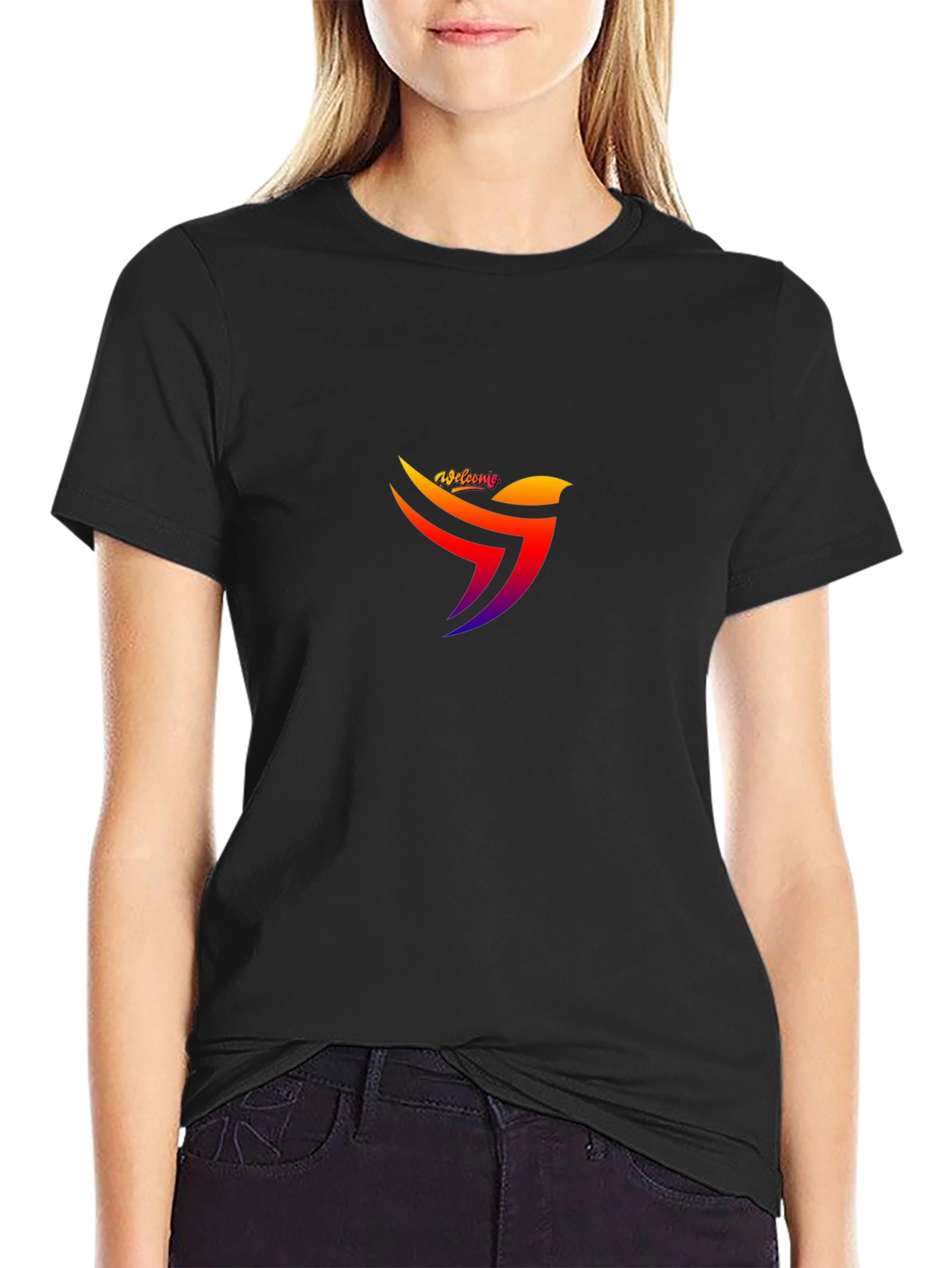 Modern Bird Logo Black T-Shirt