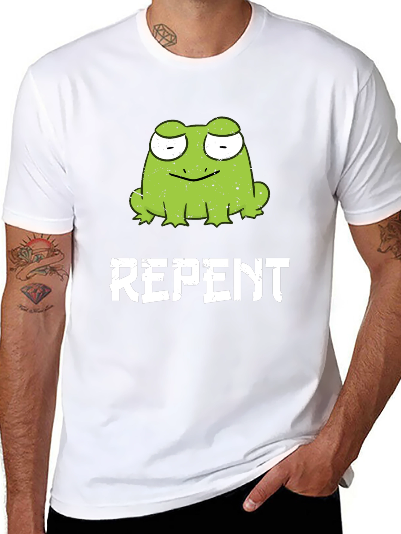 Frog Repent Graphic T-Shirt - Black Cotton Tee