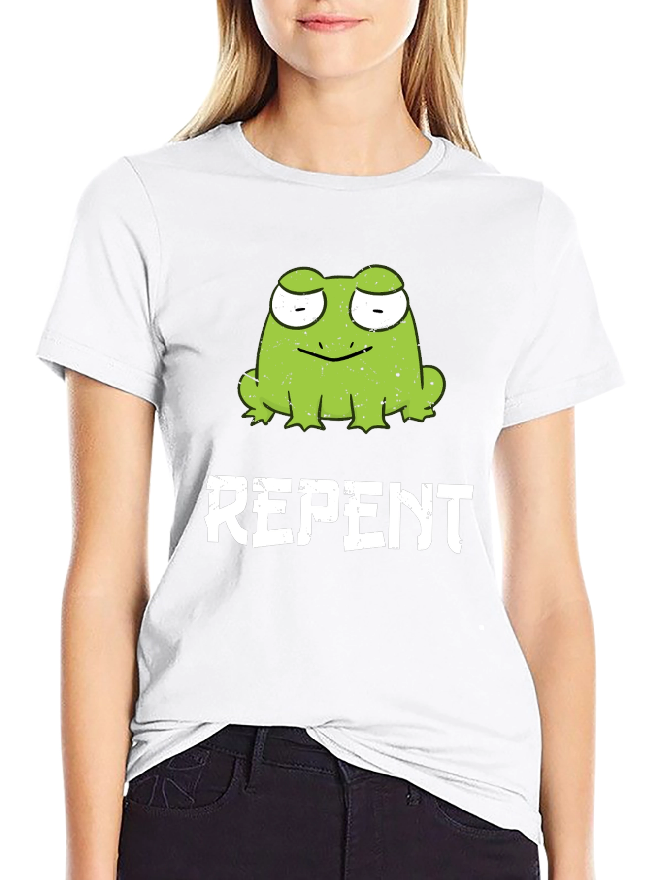 Frog Repent Graphic T-Shirt - Black Cotton Tee