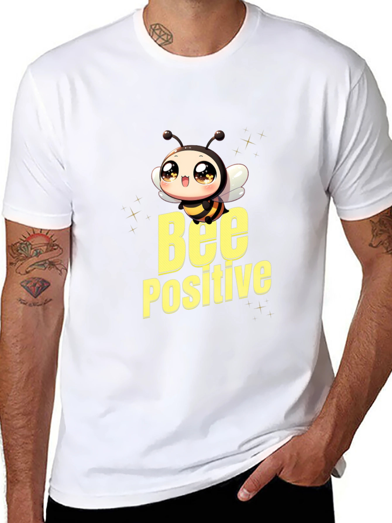 Bee Positive Black T-Shirt - Cute Graphic Tee