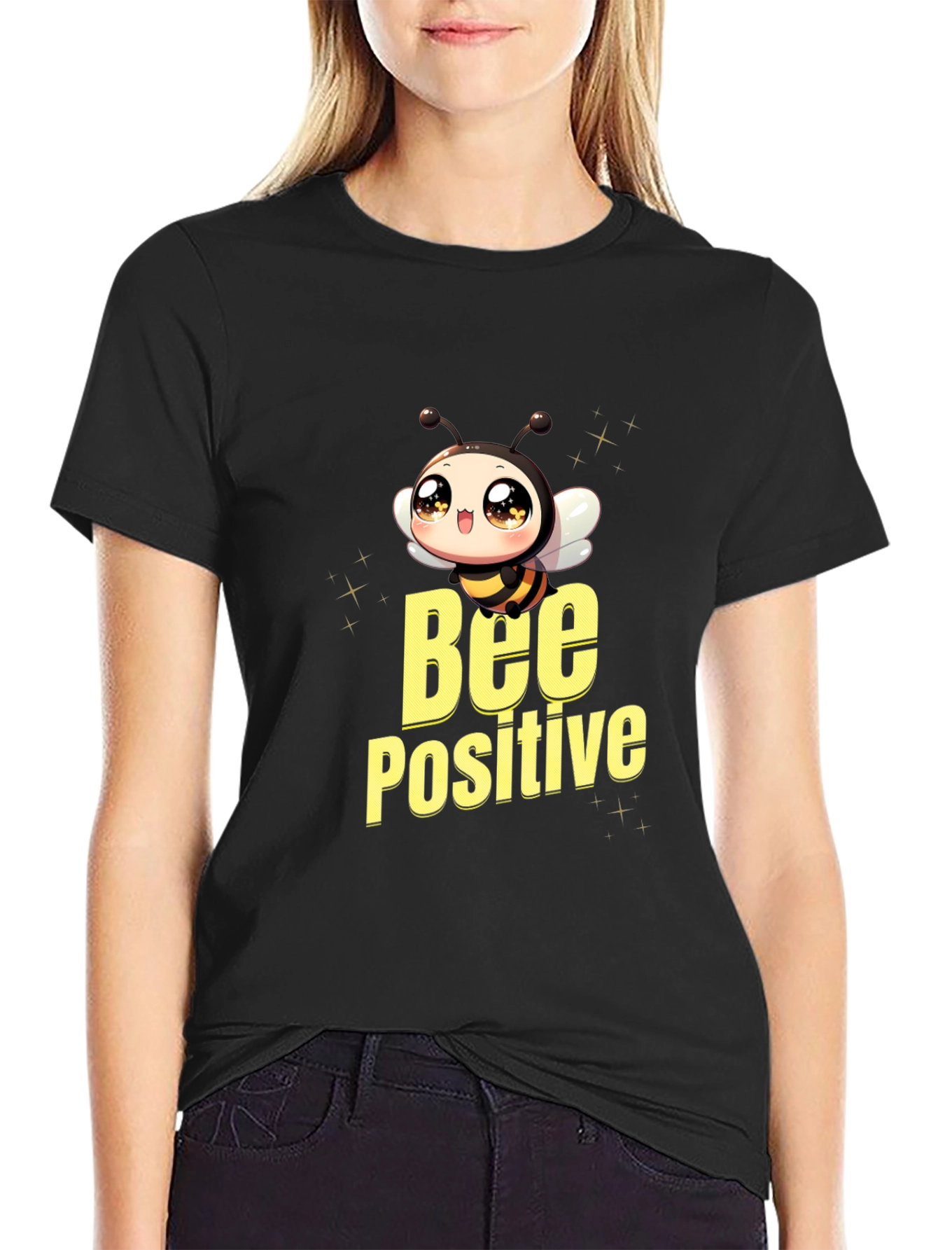 Bee Positive Black T-Shirt - Cute Graphic Tee