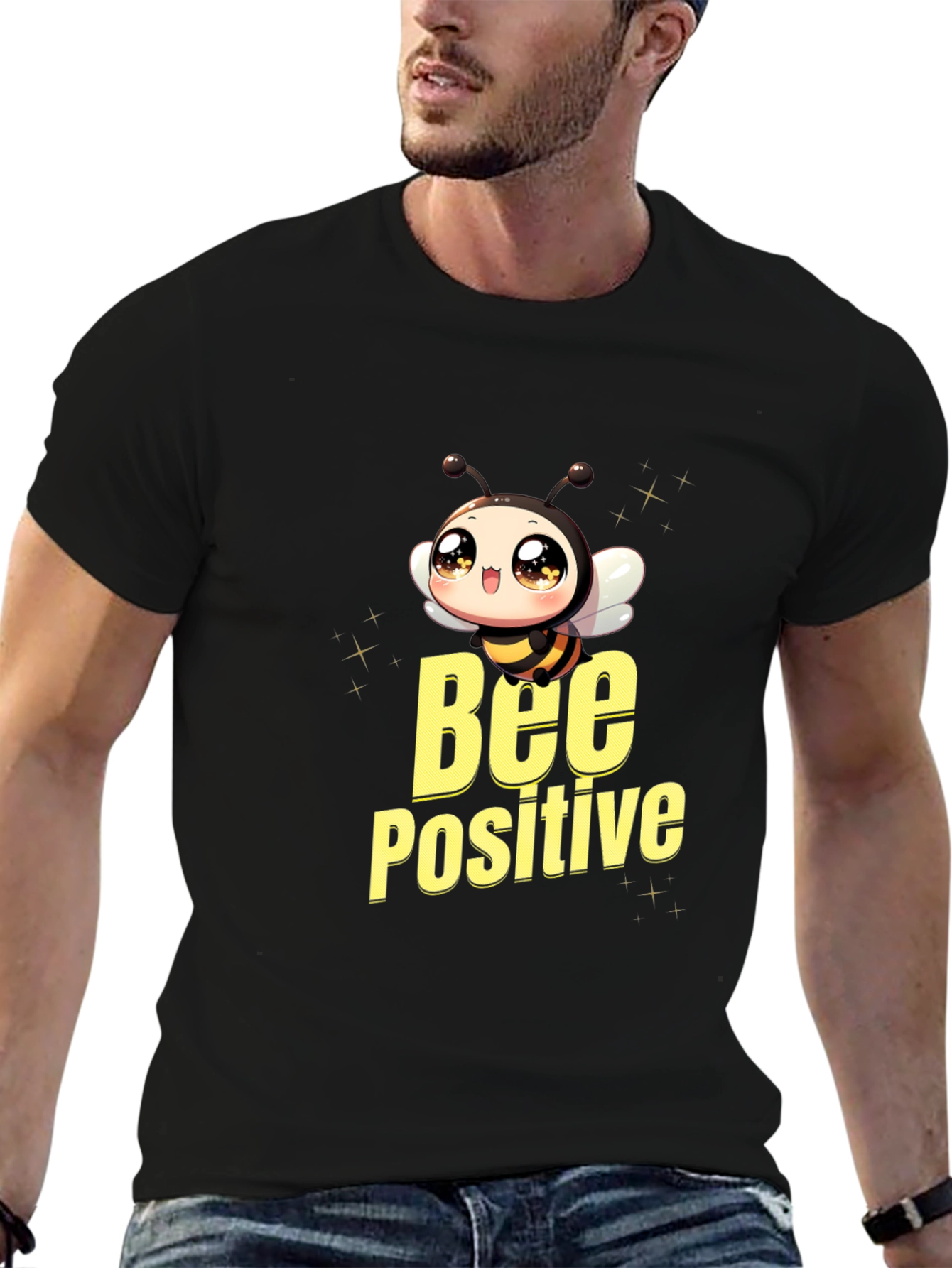 Bee Positive Black T-Shirt - Cute Graphic Tee