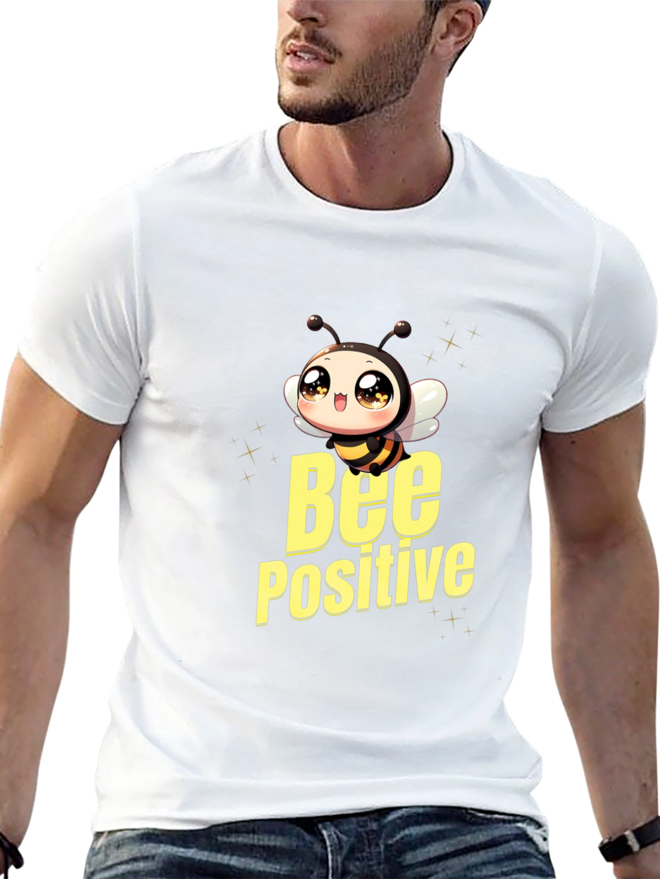 Bee Positive Black T-Shirt - Cute Graphic Tee