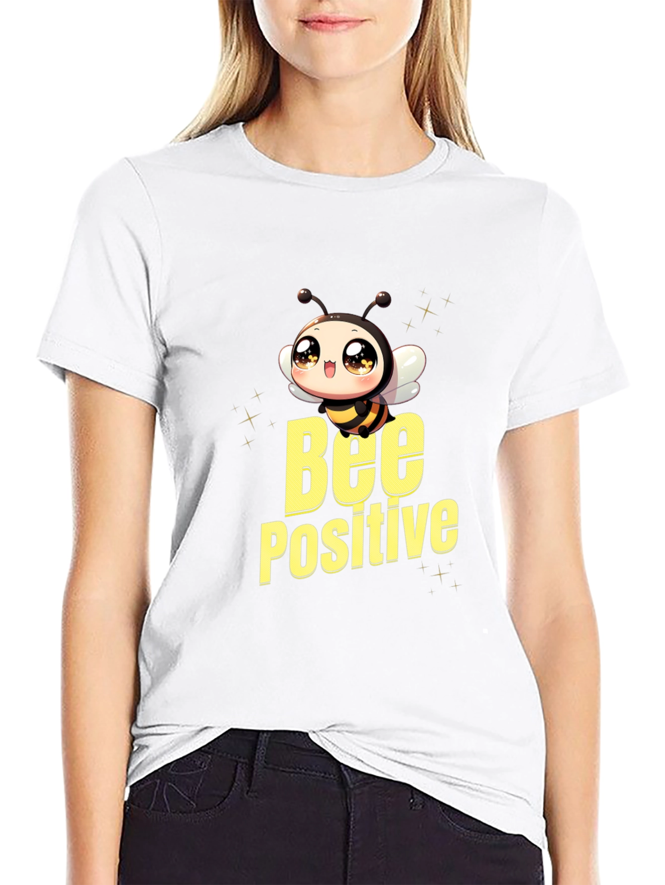 Bee Positive Black T-Shirt - Cute Graphic Tee